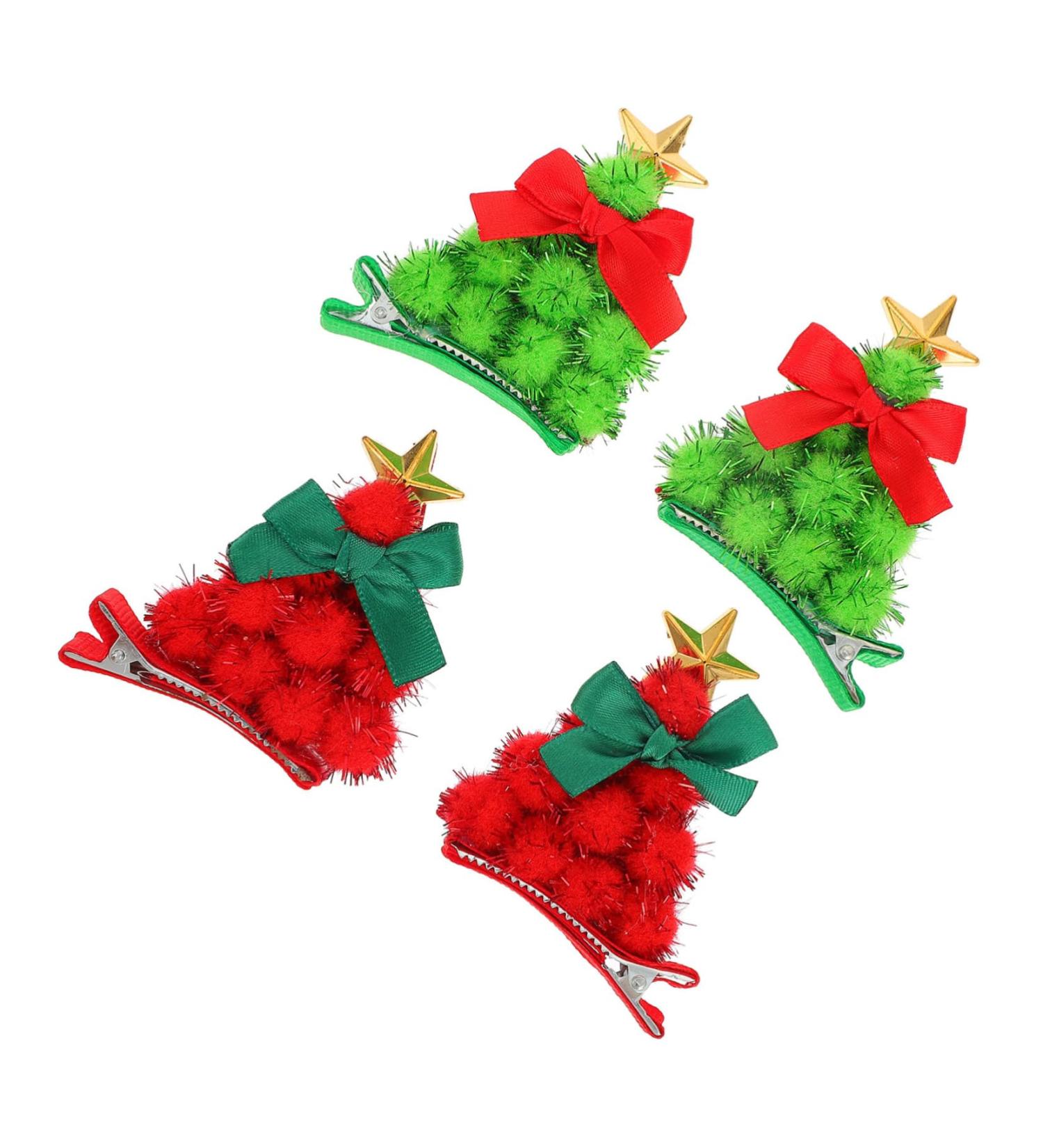minkissy 4 Pairs Christmas Tree Hair Clips Holiday Party Giveaways Xmas Hair Clips Xmas Tree Barrettes Small Santa Hat Hairpin Christmas Tree Felt Hairpins Handle Iron Child Modeling - Buy Online on GoSupps.com