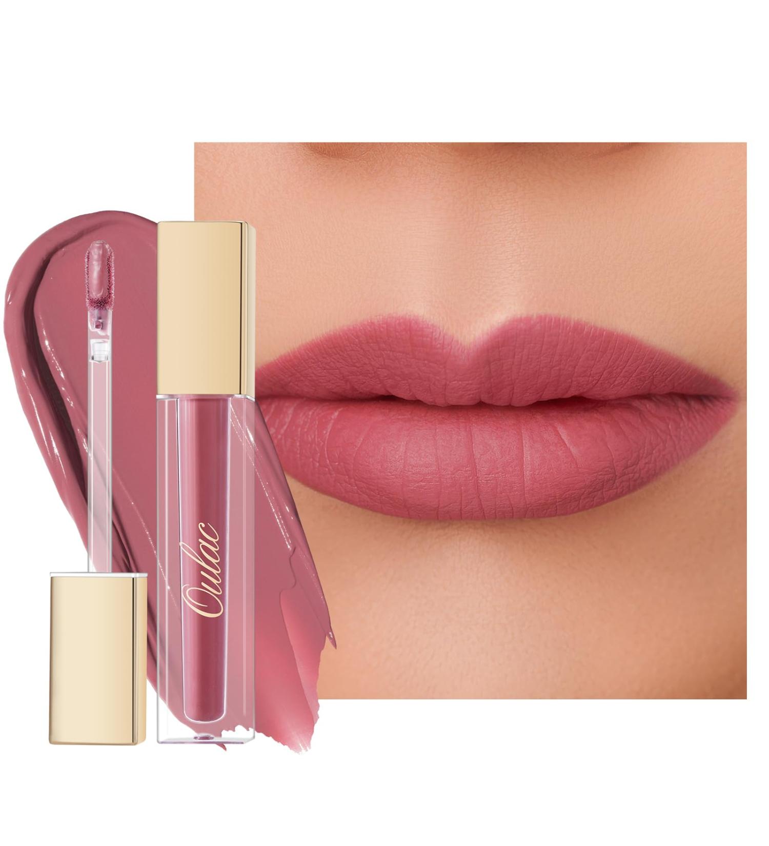 Oulac Liquid Matte Lipstick - Mauve Rose | Long-Lasting Vegan Gluten-Free | Intensive Color & Precise Applicator | 4.5ml (M12) - Buy Online on GoSupps.com