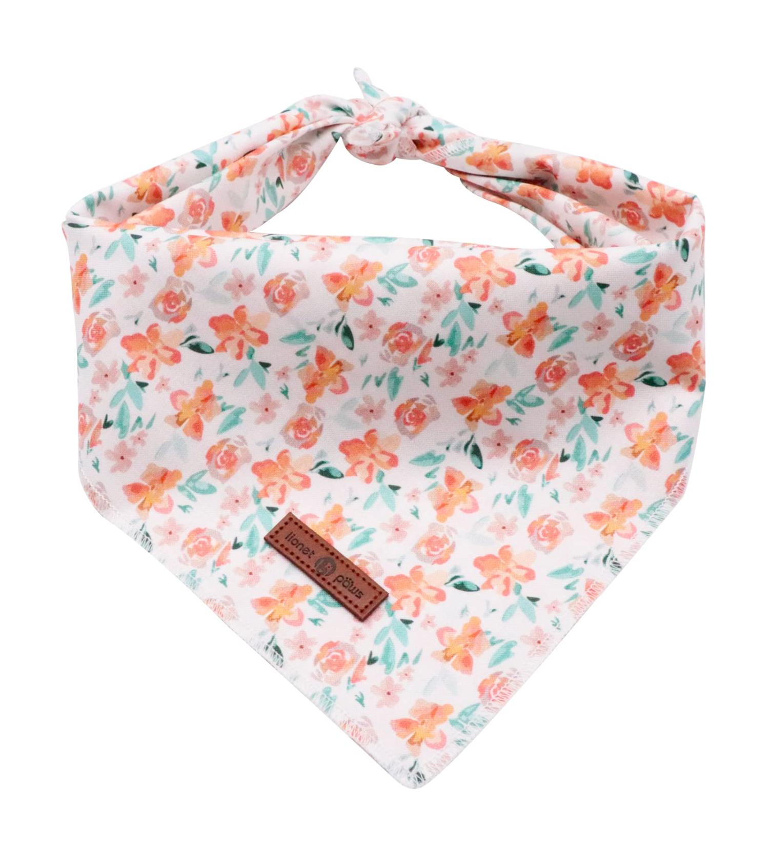 Shop Lionet Paws Dog Bandana - Triangular Scarf for Small Medium & Large Dogs - Orange Flower Design - Buy Online on GoSupps.com