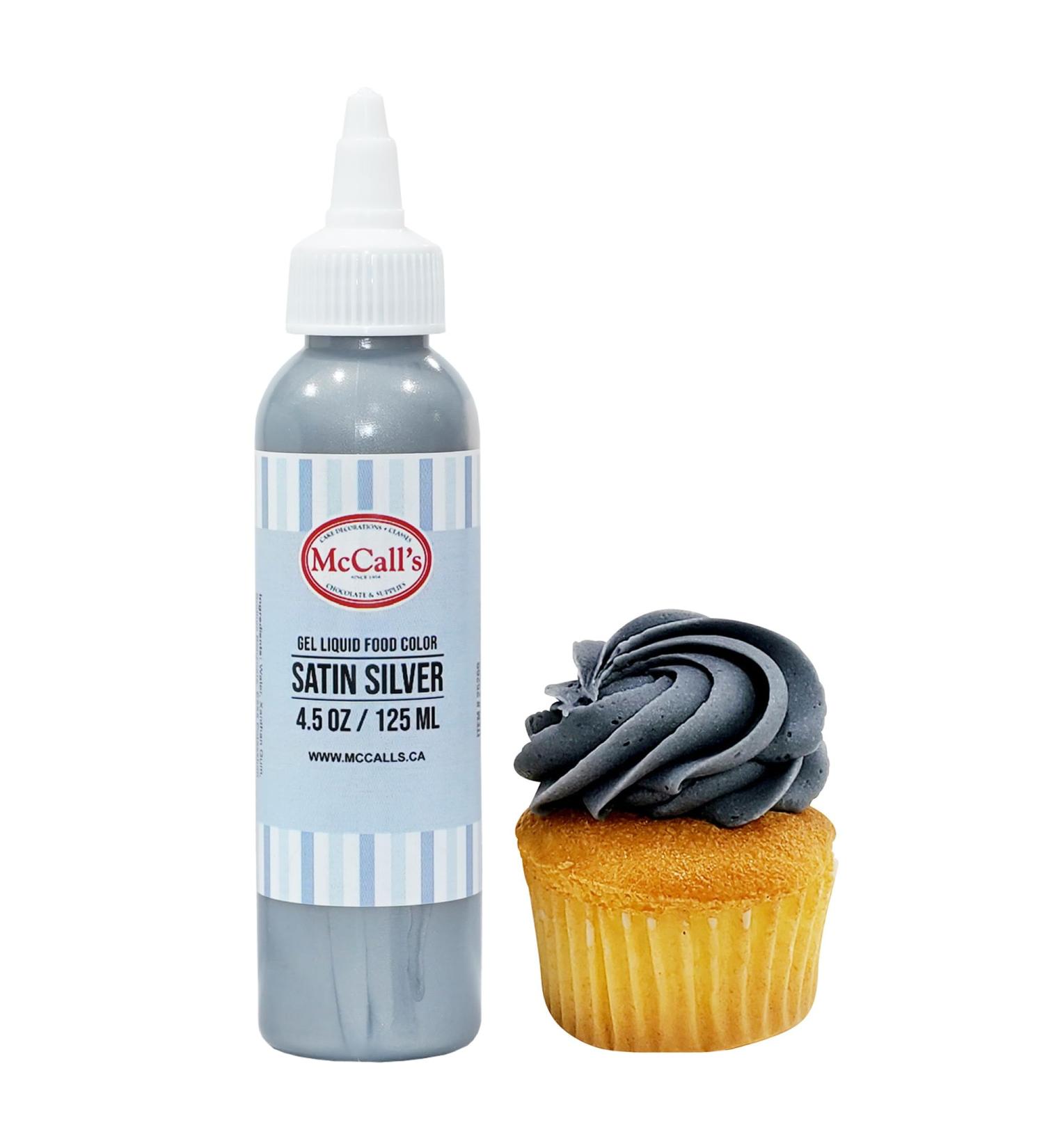 McCall's Liquid Gel Food Colour 4.5 oz Satin Silver- Made in Canada