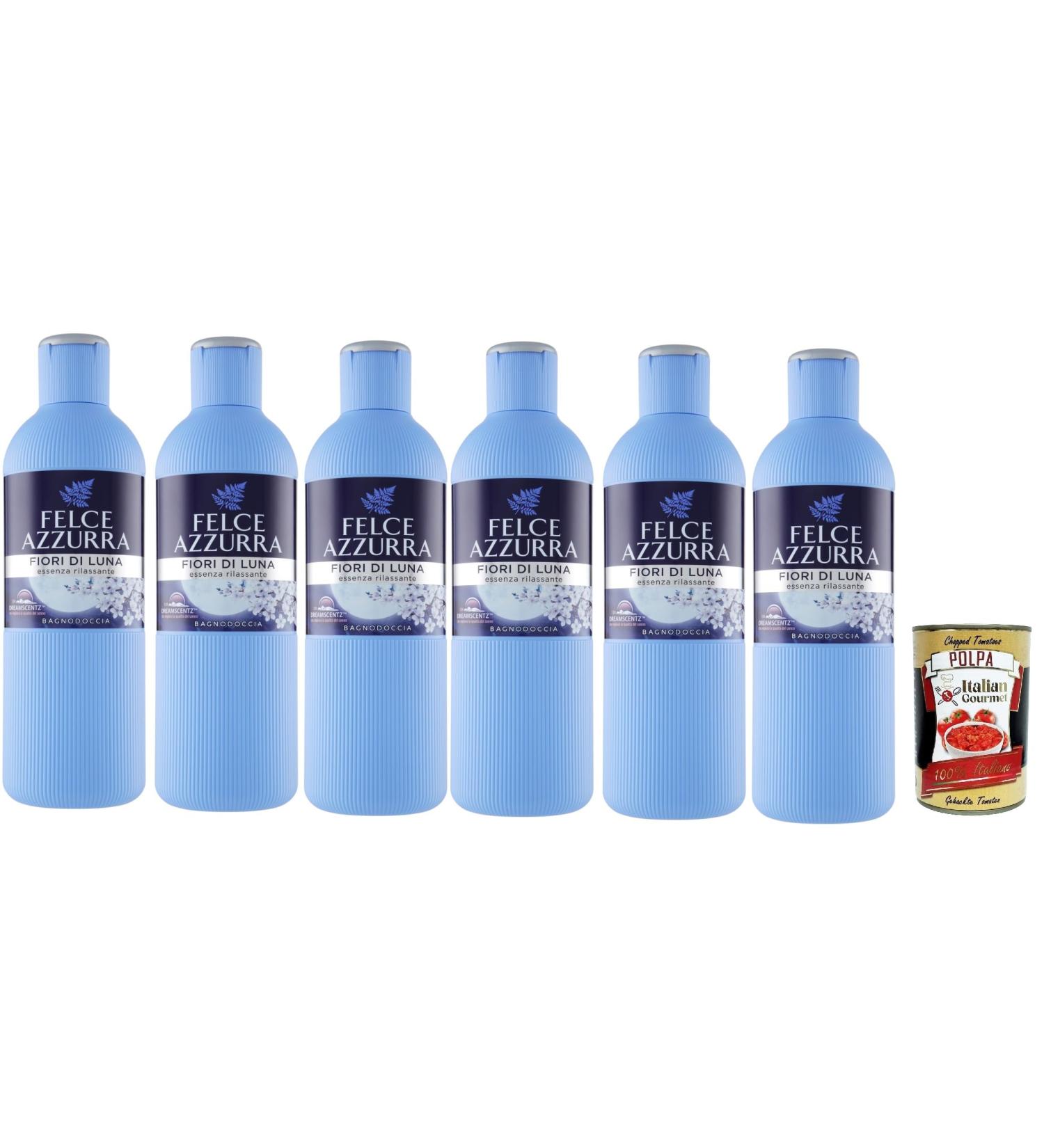  Italian Gourmet E.R. Felce Azzurra Fiori di Luna Relaxing Essence Shower Gel Set of 6 Relaxing Bubble Baths 650 ml + Italian Gourmet Pulp 400 g - Buy Online on GoSupps.com