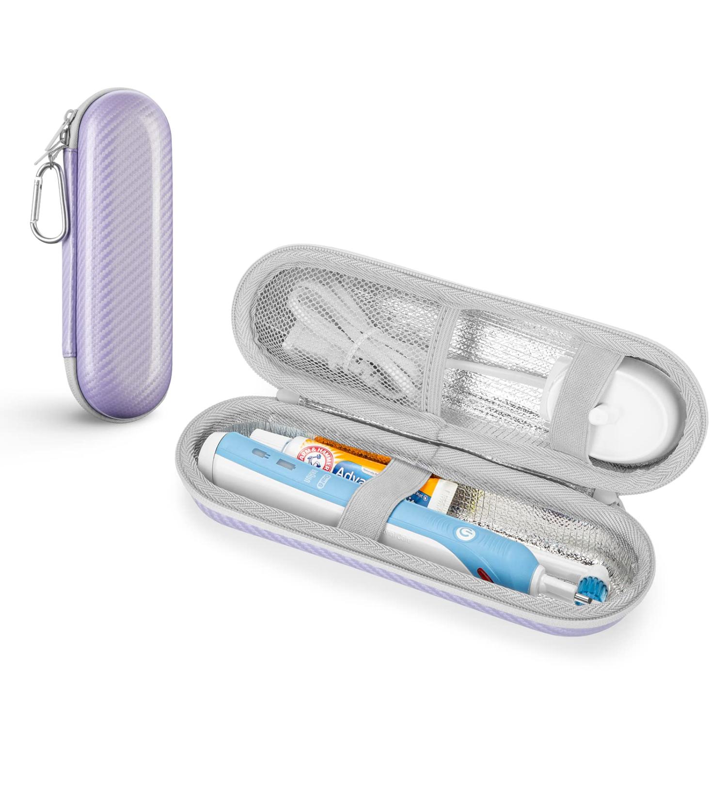 Yinke Portable Hard Shell Travel Case for Oral-B Electric Toothbrushes - Brown & Purple - Accessories Storage - Buy Online on GoSupps.com