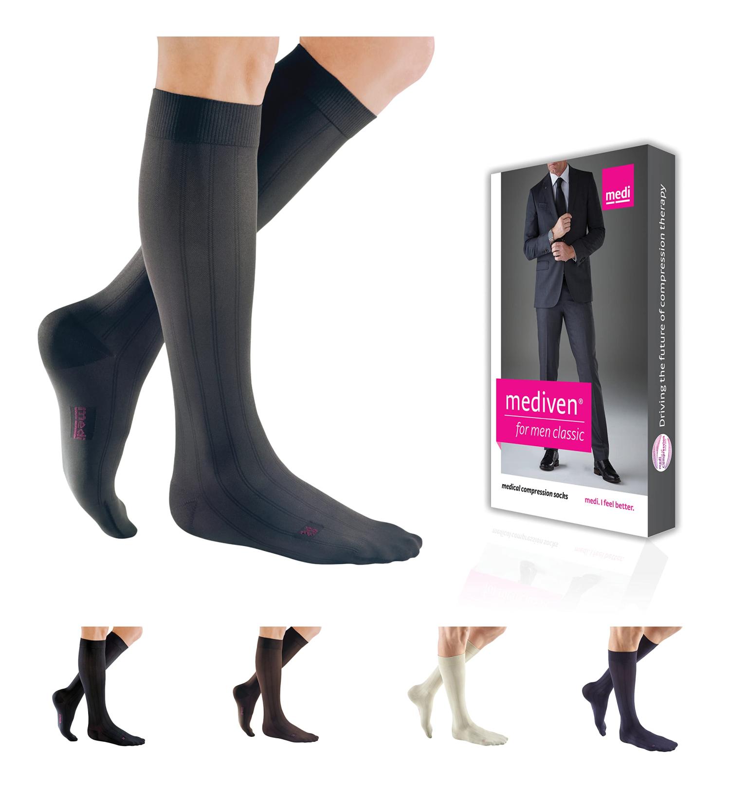 Mediven for Men Classic Calf High Compression Socks - 15-20 mmHg Closed Toe Grey IV Extra Wide - International Shipping Available - Buy Online on GoSupps.com
