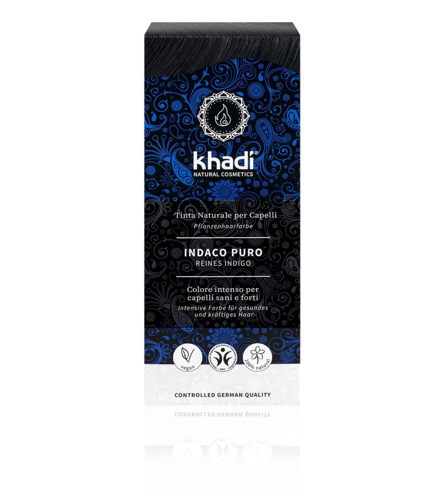 Buy Khadi Pure Indigo Plant Hair Color - 100g Natural & Vegan Hair Color for Deep Black to Shimmering Blue-Black - Certified Organic Hair Dye - Buy Online on GoSupps.com