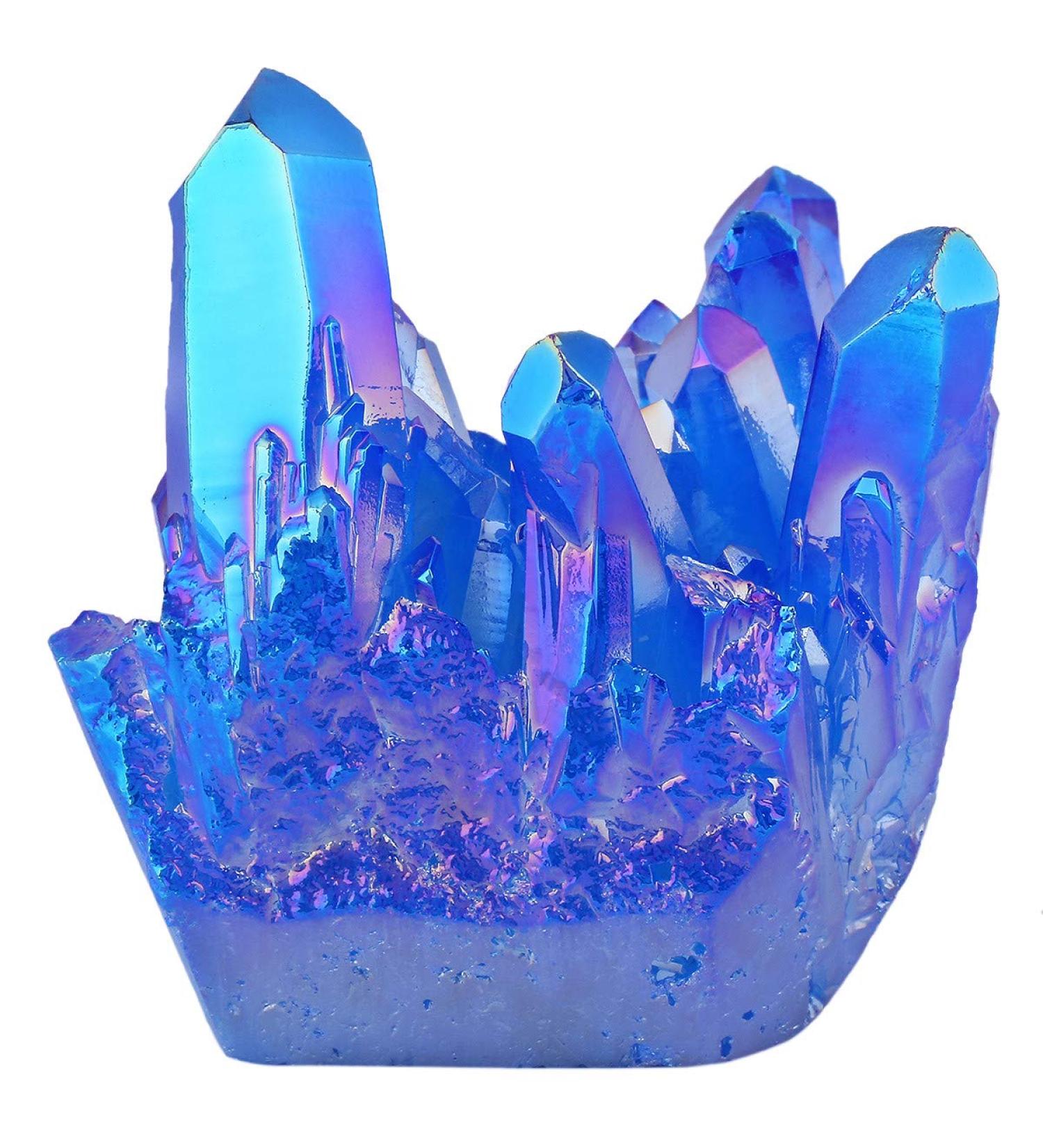 Buy Nupuyai Titanium Coated Blue Bergkristall Druse - Irregular Quartz Geode Crystal Cluster for Reiki & Feng Shui Decoration | International Shipping Available - Buy Online on GoSupps.com