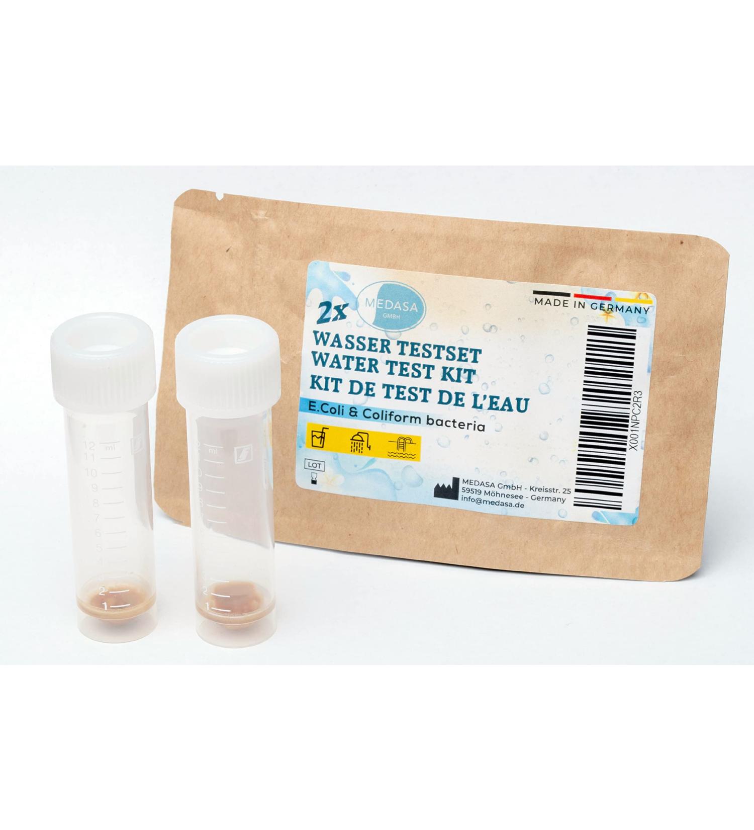 Medasa Water Test Kit for Coliform & E. coli Bacteria - 2x Drinking & Well Water Testing Set - Buy Online on GoSupps.com