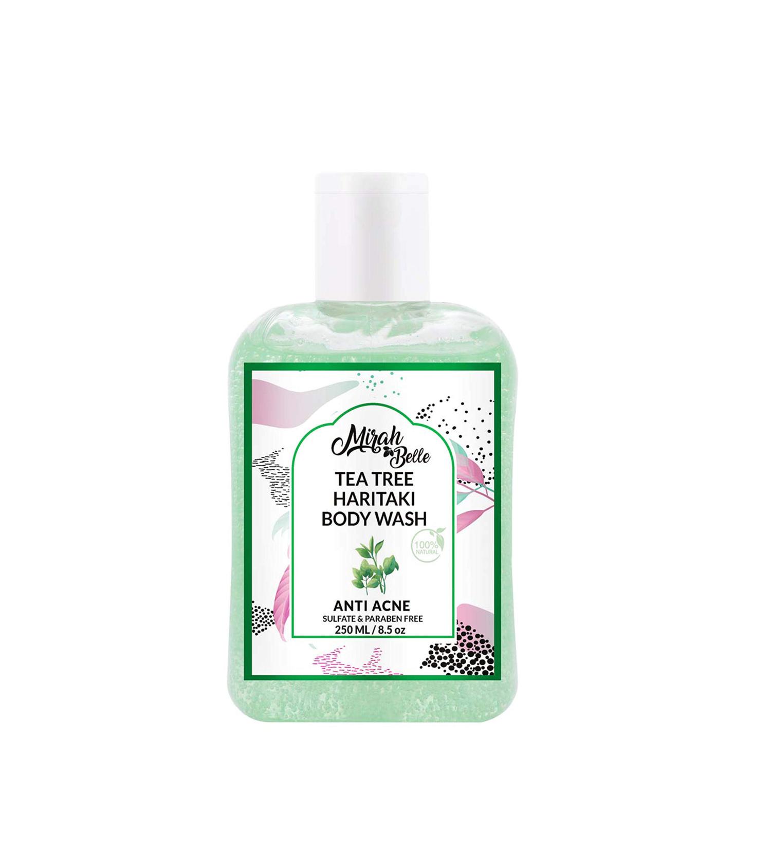 Mirah Belle - Tea Tree Haritaki - Anti Acne Body Wash- Natural and Organic - Vegan and Cruelty Free - Sulfate and Paraben Free - 250 ml