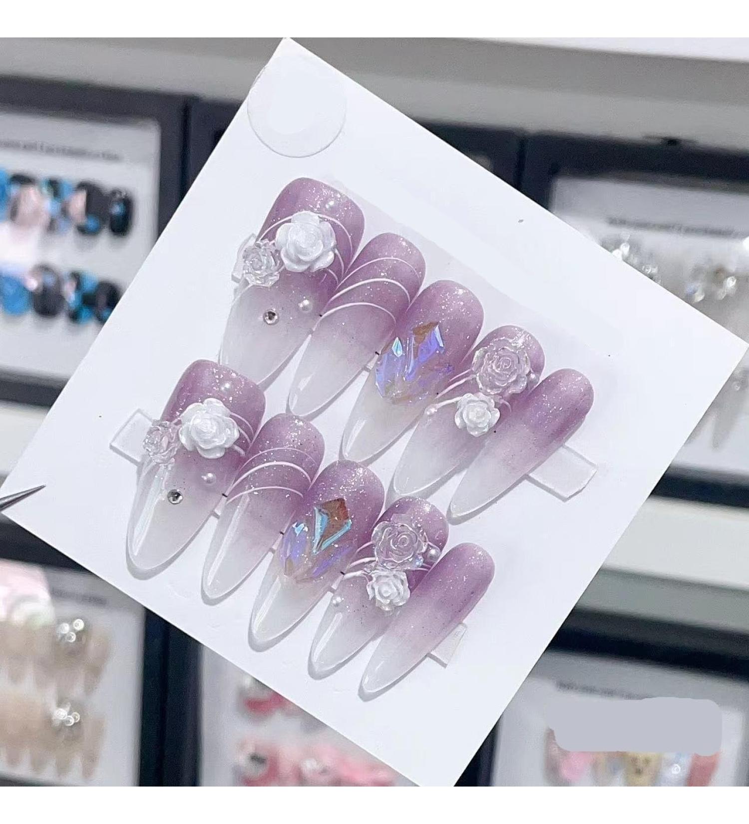 Handmade Long and Short Nail Patches for Artificial Nail Enhancement(Color:19589 Size:S) - Buy Online on GoSupps.com