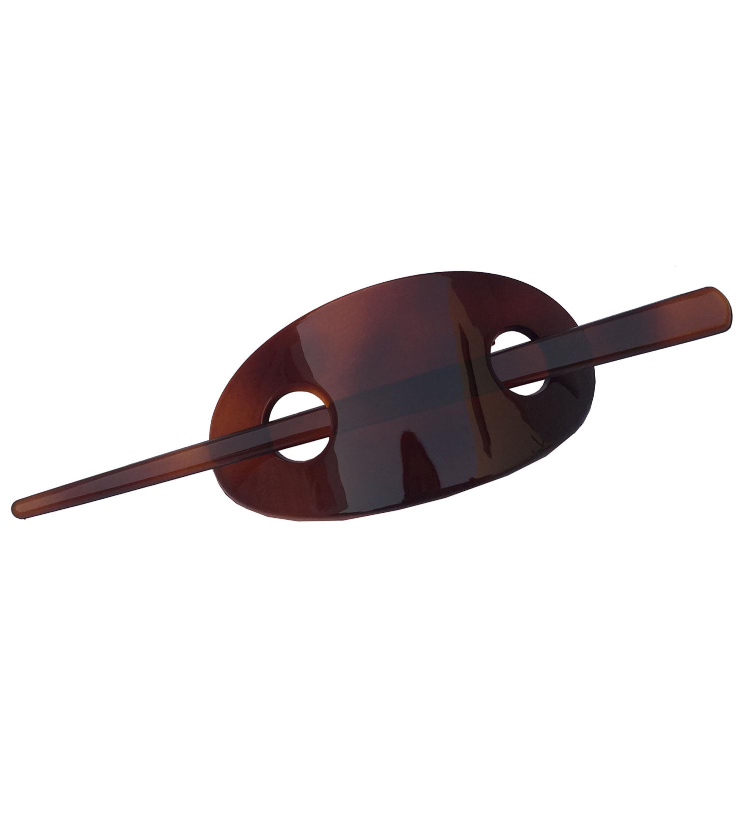 Parcelona French Classic Oval Brown Tortoise Shell Bun Cover Hair Barrette with Stick - Buy Online on GoSupps.com