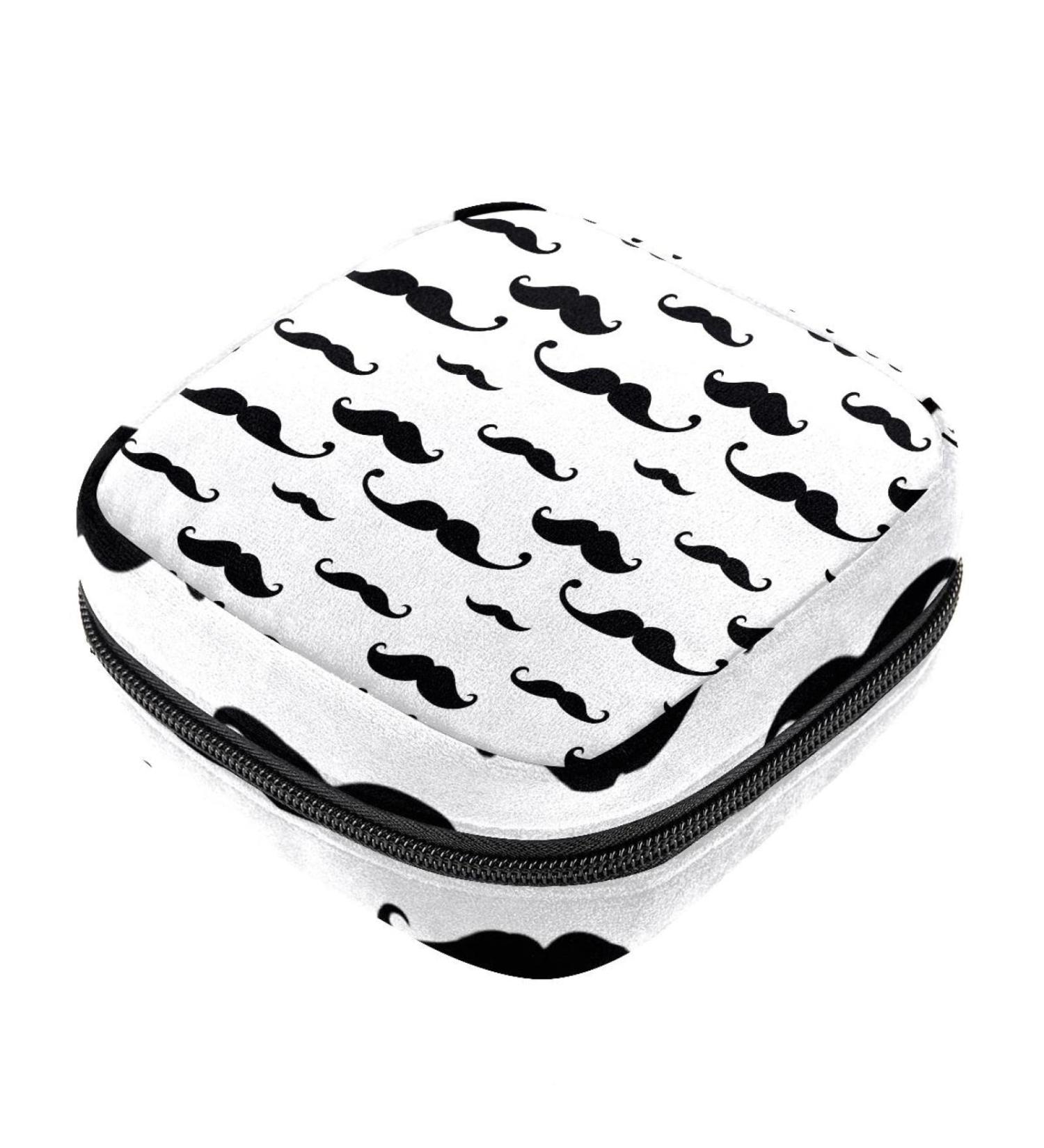 Women's Travel Storage Bag for Menstrual Cups & Makeup - Large Capacity Organizer with Hipster Mustache Design - Buy Online on GoSupps.com