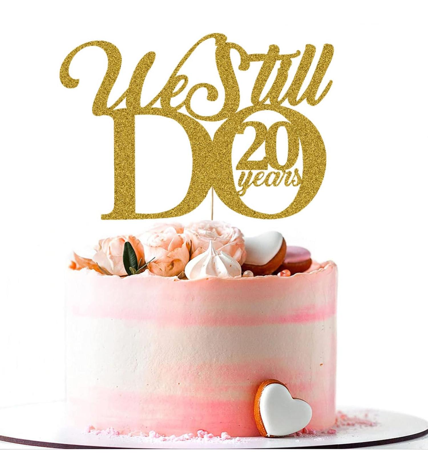 We Still Do 20 Years Cake Topper - 20th Vow Renewal Wedding Anniversary Party Supplies Decoration Gold Glitter - Buy Online on GoSupps.com