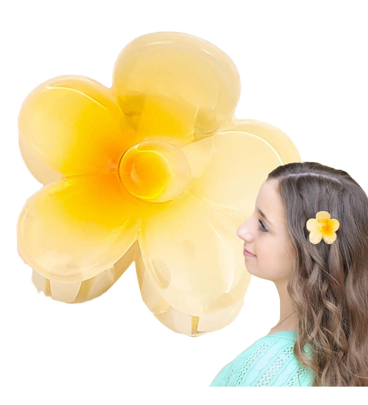 Flower Clips | Cute Hawaiian Flower Hair Clips Strong Hold Hair Clips Flower Fashionable Hair Accessories For Thick Thin Hair Women Girlsl Gradient custard - Buy Online on GoSupps.com
