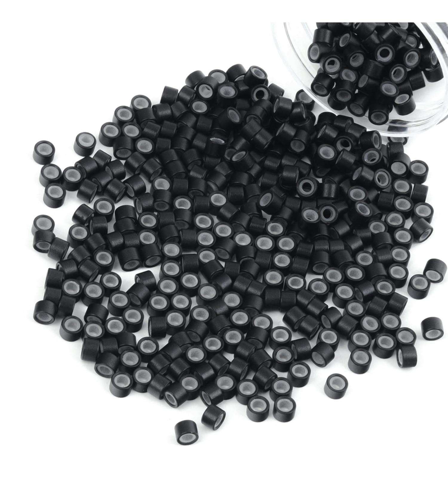 Vlasy 400 Pcs Silicone Micro Rings for I Tip Hair Extensions 4mm Micro Nano Beads Micro Links Hair Beads (Black) Micro-4mm-400Pcs Black - Buy Online on GoSupps.com