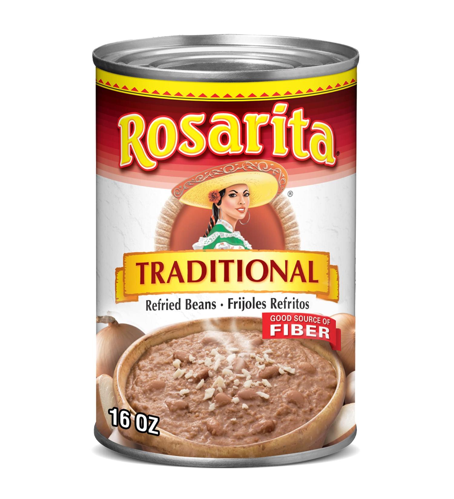 Rosarita Traditional Refried Beans 16 oz - Authentic Mexican Flavor - Buy Online on GoSupps.com