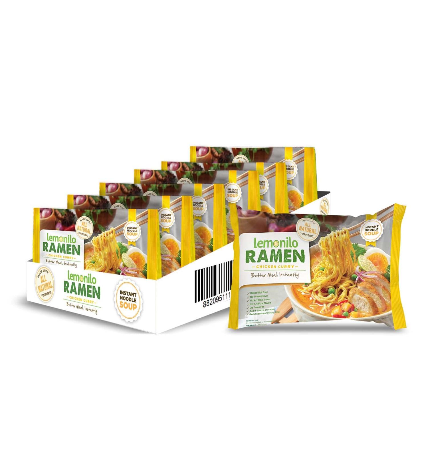 Lemonilo Ramen Chicken Curry Soup - Healthy Instant Ramen with Tumeric - All-Natural Ingredients - Quick Meal Kit (3.53 Oz) - Pack of 6 - Buy Online on GoSupps.com