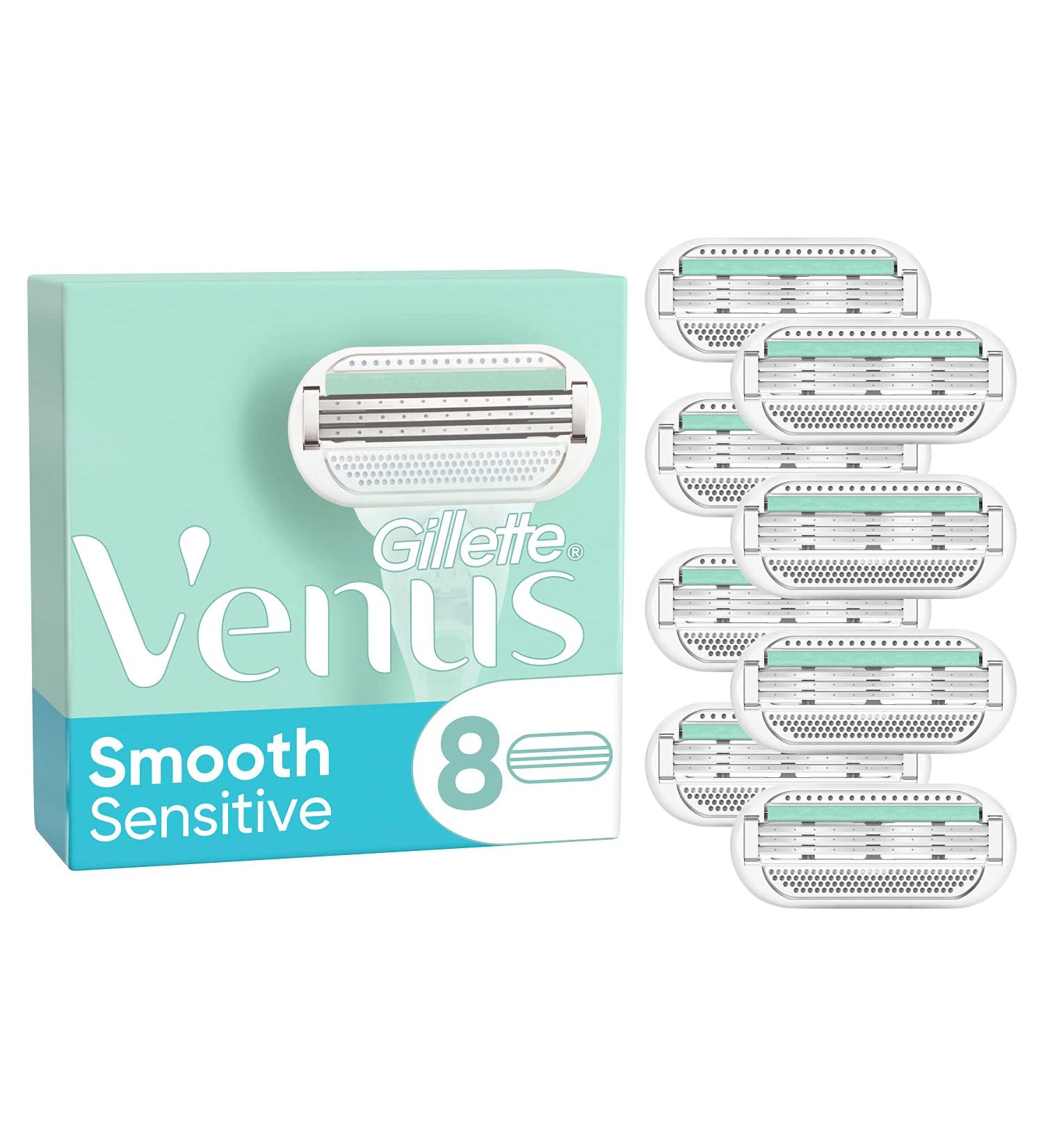 Gillette Venus Smooth Sensitive Razor Blades for Women - 8 Replacement Blades with 3-Blade Technology - International Shipping Available - Buy Online on GoSupps.com