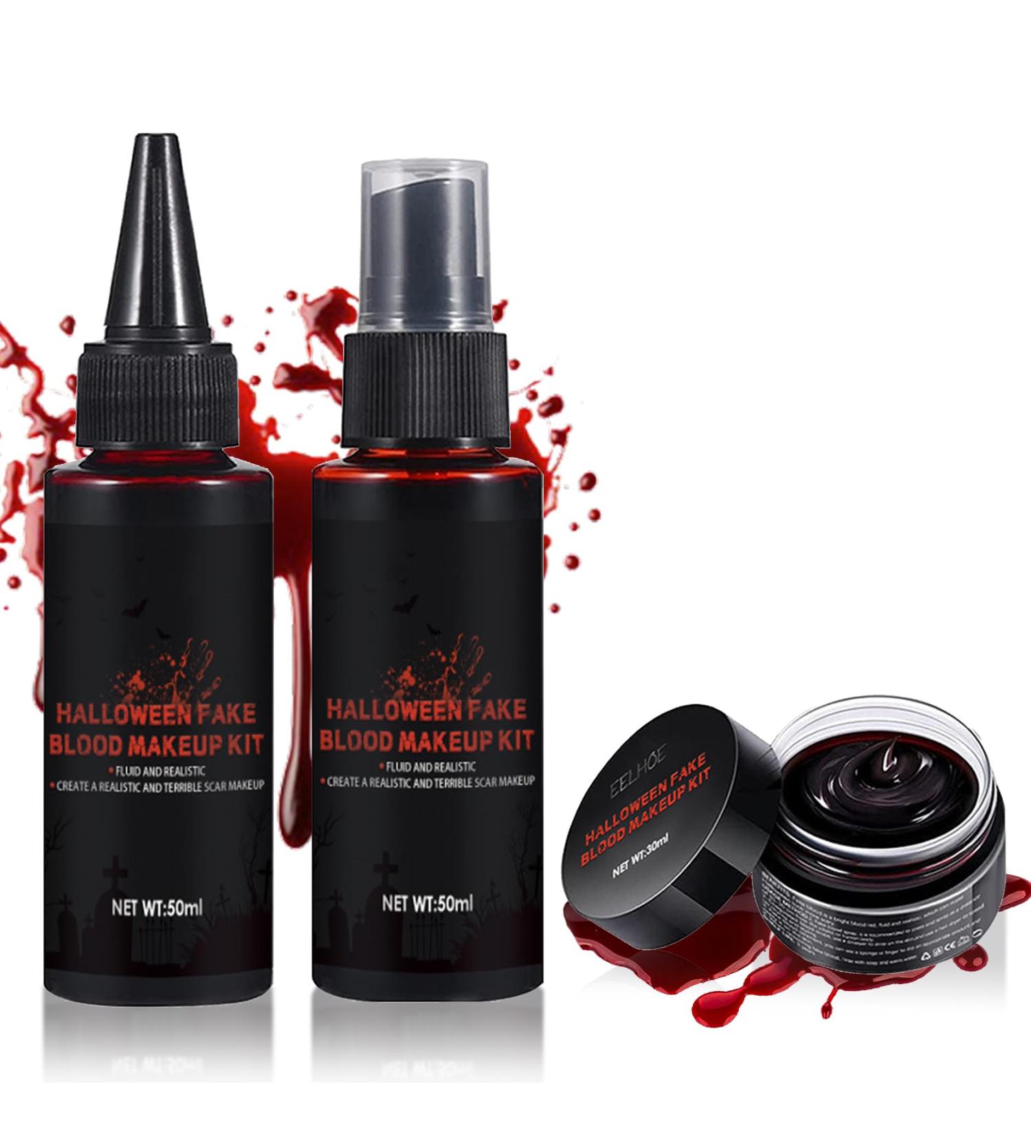 Realistic Halloween Fake Blood Spray & Gel Kit | Edible Washable SFX Makeup for Cosplay Zombie & Vampire Essentials - Buy Online on GoSupps.com