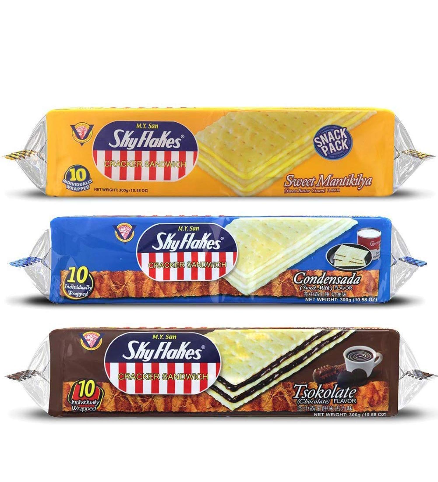 M.Y. San SkyFlakes Cracker Sandwich Assorted Flavors 10.58 oz (Pack of 3) - Delicious Snack Variety Pack - Buy Online on GoSupps.com