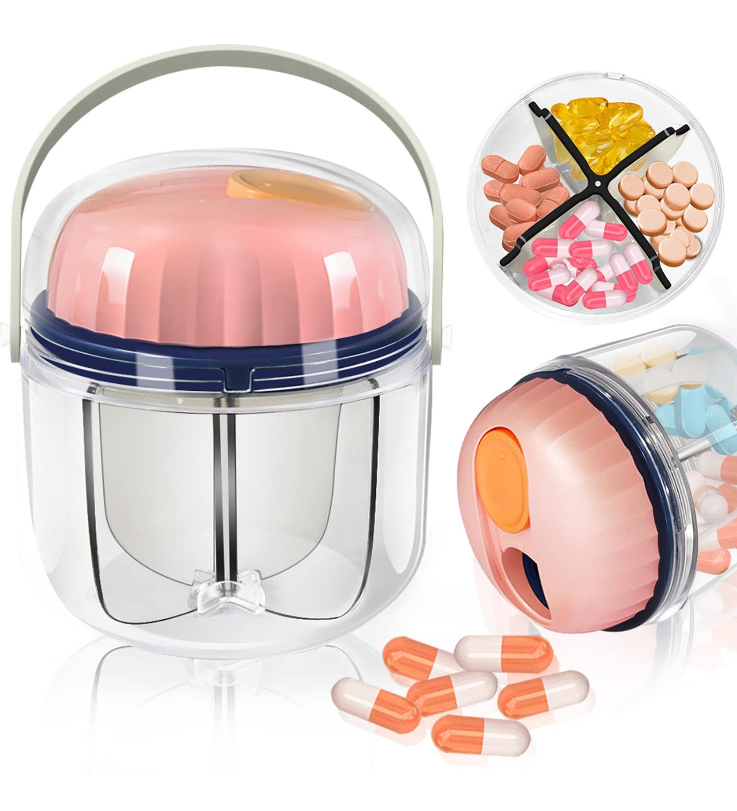 GloDeals Weekly Pill Box 7 Day Portable Pill Organizer for Vitamins & Supplements - BPA Free, Moisture Proof (Pink) - Buy Online on GoSupps.com