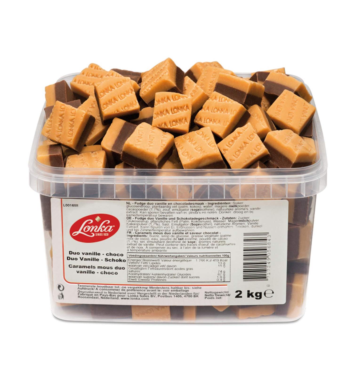 LONKA Fudge Duo Tin Fudge Vanilla and Chocolate 2 kg