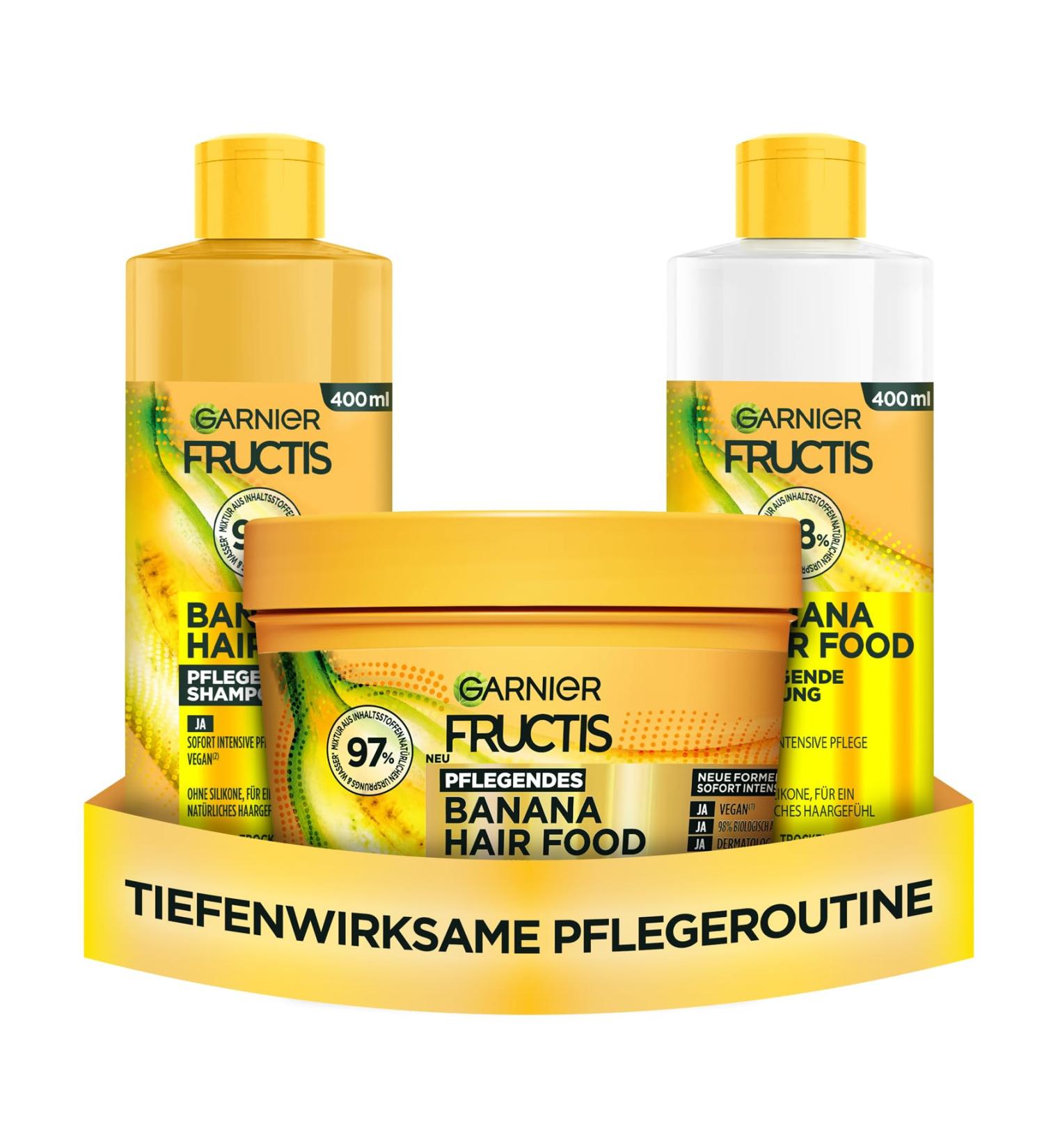 Buy Garnier Fructis Rich Hair Care Set - Deep Nourishment with Vitamin & Lipid Complex | Banana Hair Food Shampoo & 3-in-1 Mask | 400ml & 1.2L Pack - International Shipping Available - Buy Online on GoSupps.com