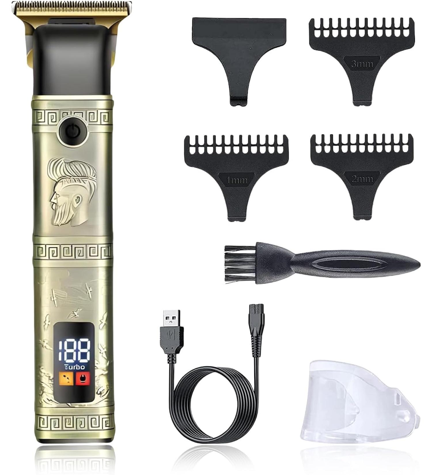 Men's Hair Clipper Professional Electric Beard Trimmer Wireless Shaver LED Screen Rechargeable Silent for Gift Men Salon - Buy Online on GoSupps.com