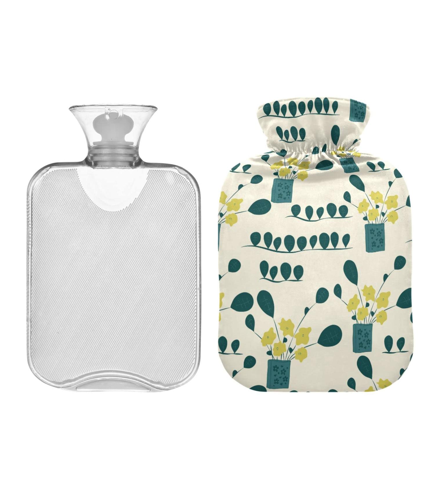 Mnsruu Hot Water Bottle with Soft Cover - Flower Design Perfect 2L Gift for Women & Kids - Ideal for Christmas - Buy Online on GoSupps.com