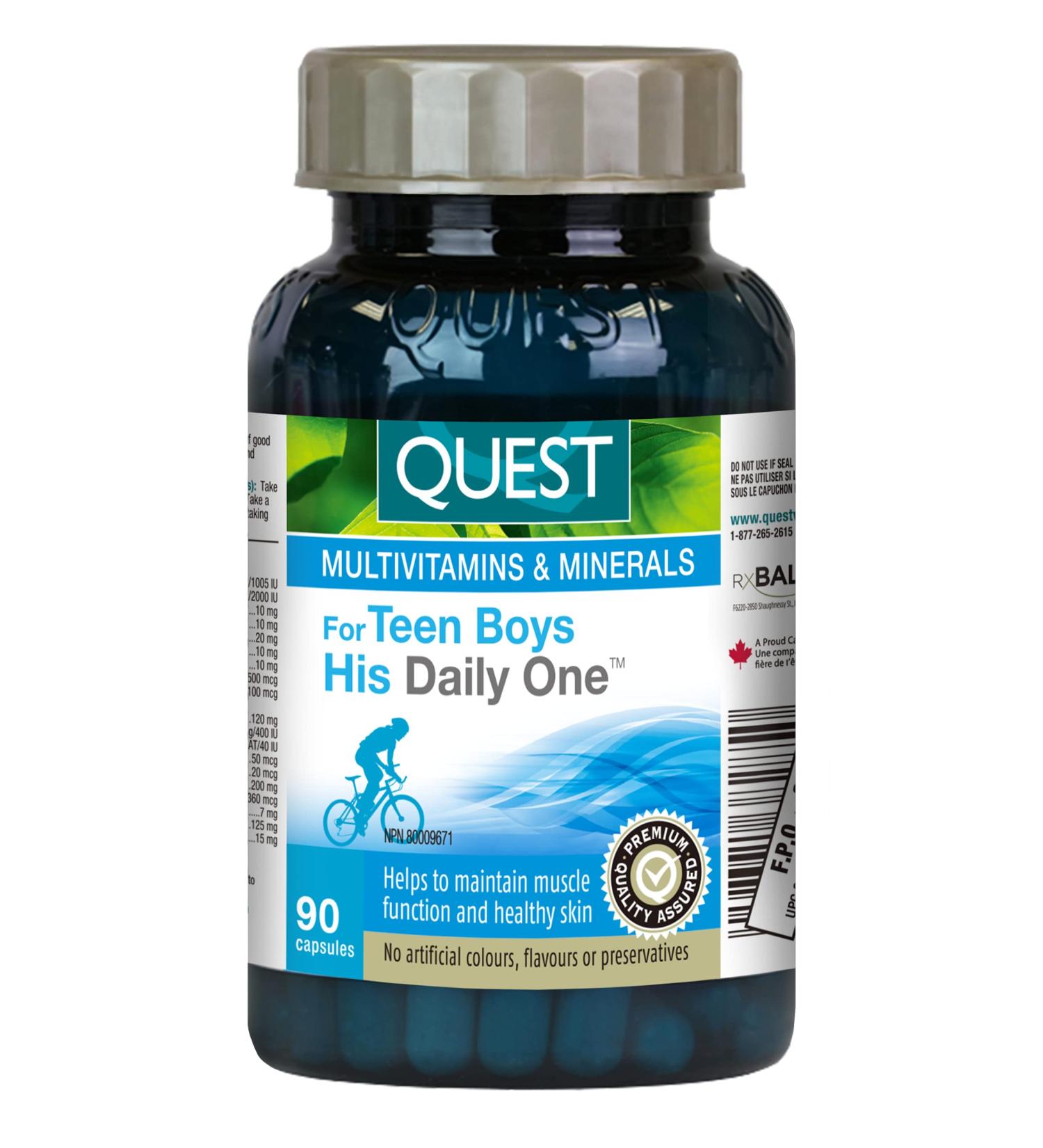 Quest His Daily One for Teen Boys (90 Capsules) - Buy Online on GoSupps.com