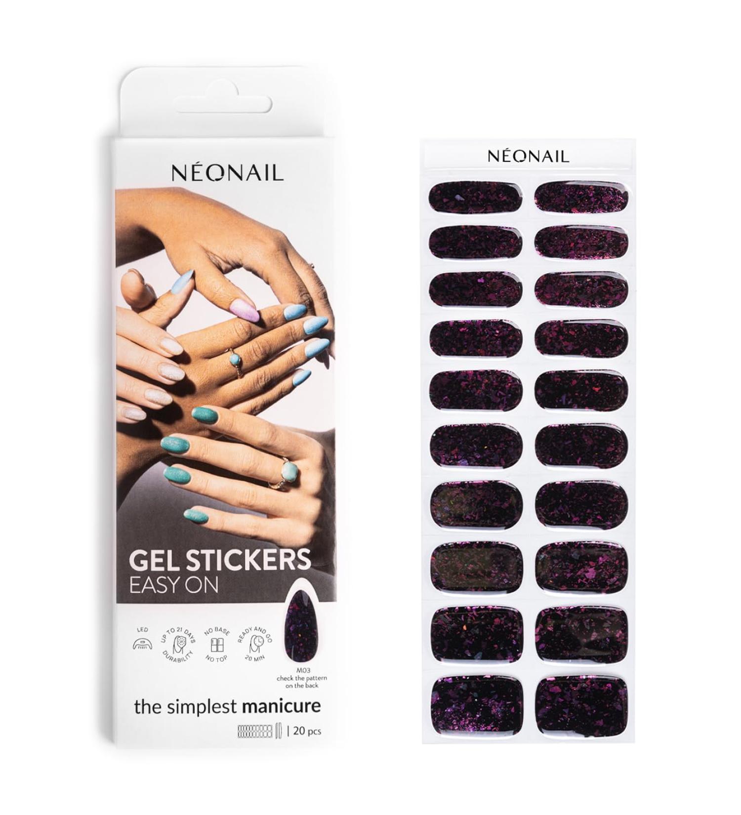 Neonail Gel UV Stickers M03 - 15 Glitter Patterns for Nails & Toes - Easy Stick Nail Polish Stripes & Designs - Buy Online on GoSupps.com