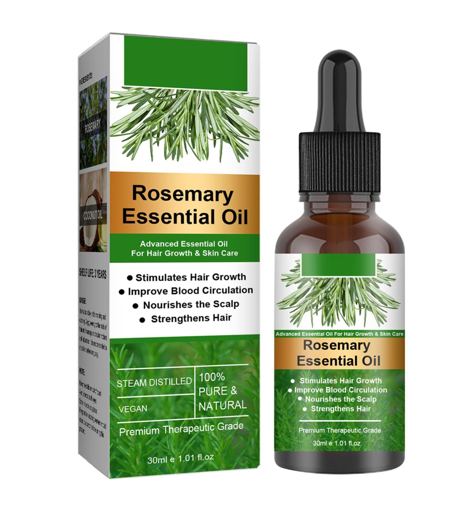 30ml Organic Hair Growth Oil | Essential Rosemary Oil for Men & Women | Nourishing Serum for Scalp & Hair Growth - Buy Online on GoSupps.com