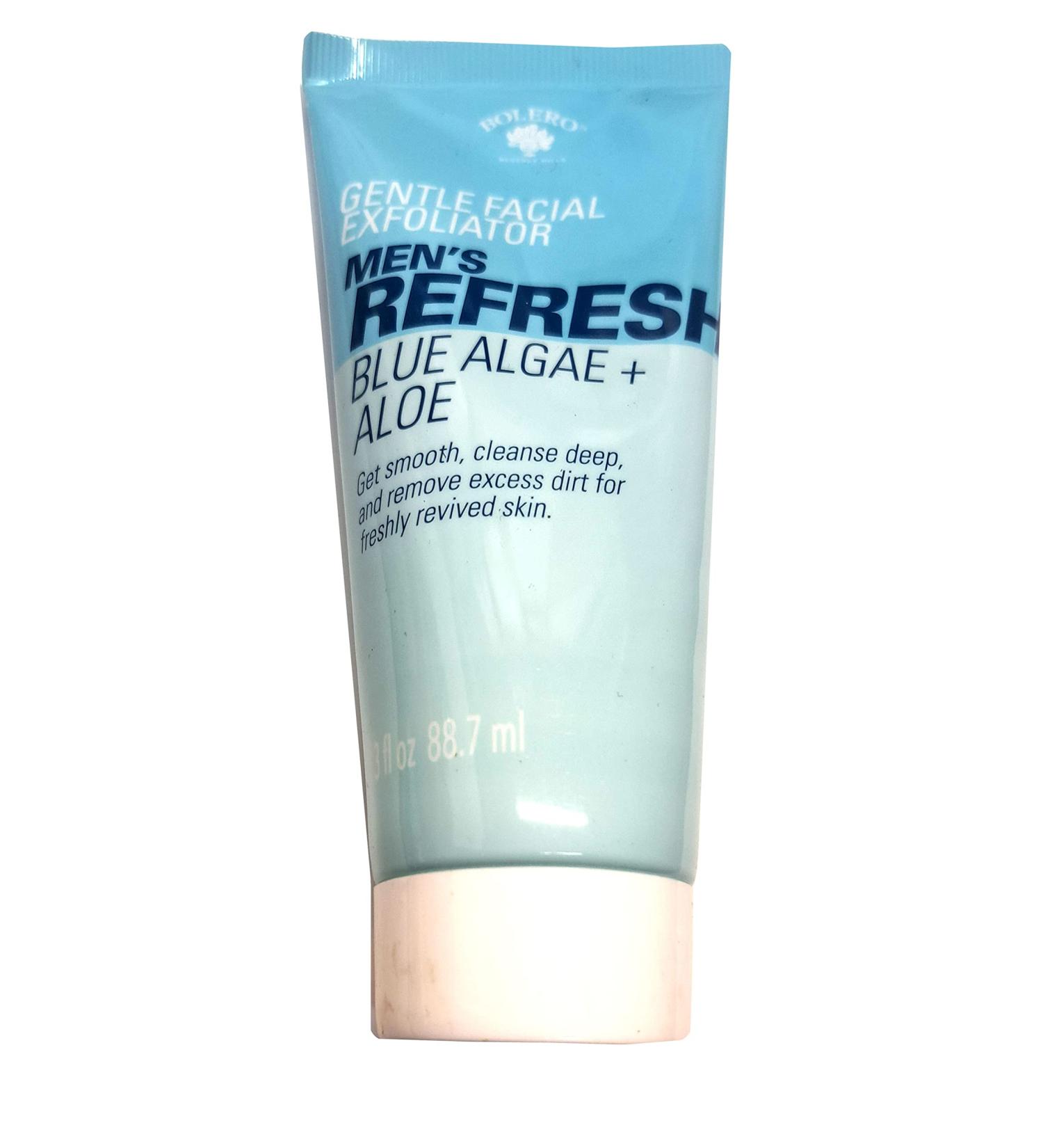 Bolero Gentle Facial Exfoliator Men's Refresh - Blue Algae & Aloe 3fl oz (88.7ml)