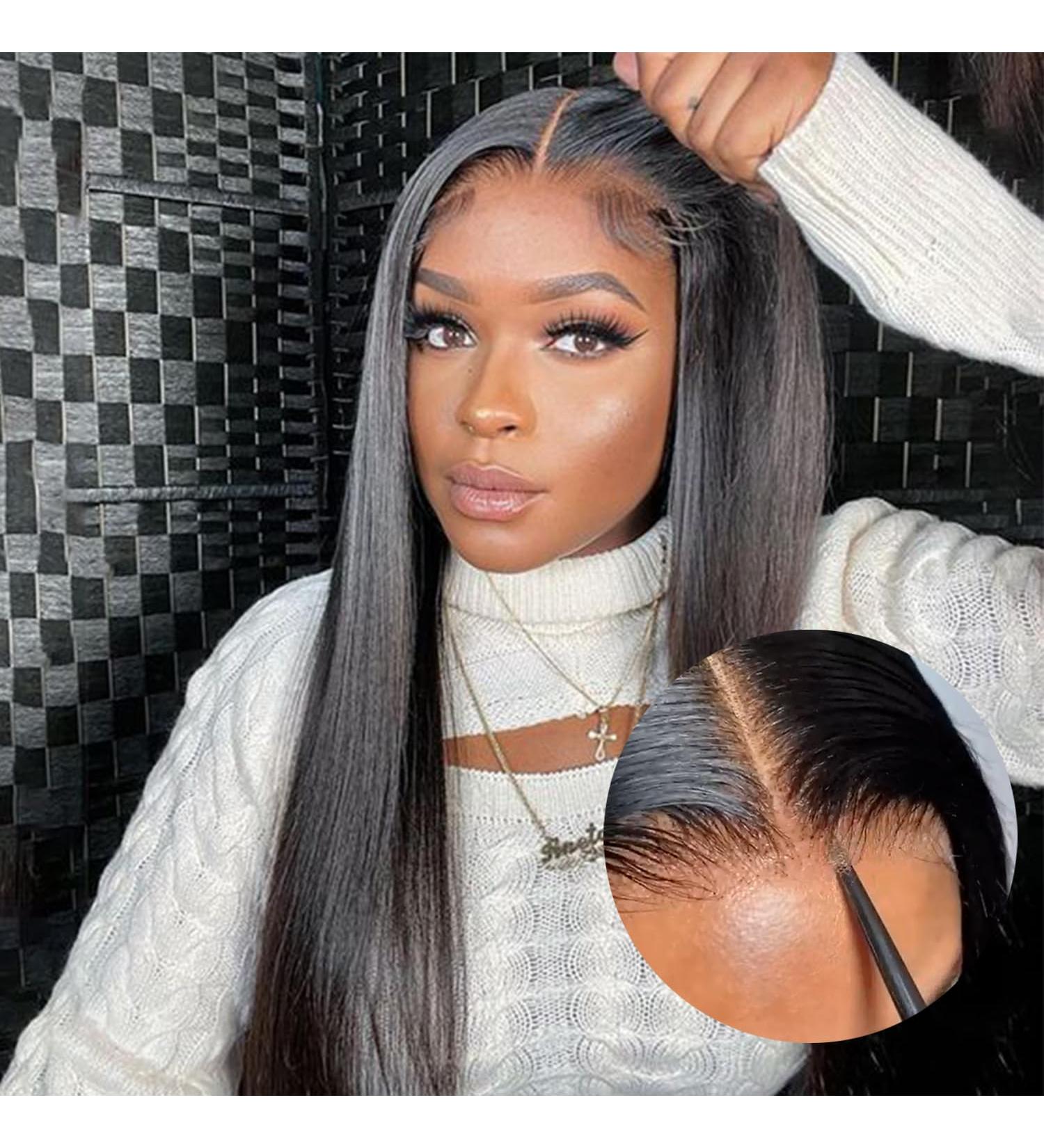 Buy Glueless Human Hair Wigs for Black Women - 20 Inch Pre-Cut Lace Beginner Friendly Natural Hairline 180% Density - Buy Online on GoSupps.com