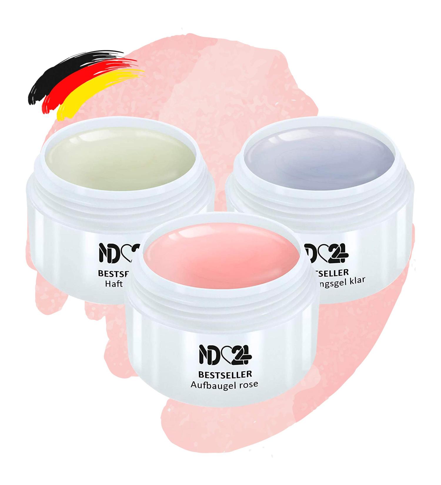 Gel Set - Adhesive Gel Builder Gel Pink & Finish Sealing Gel (3 x 15ml) - Made in Germany | Premium Nail Products - Buy Online on GoSupps.com