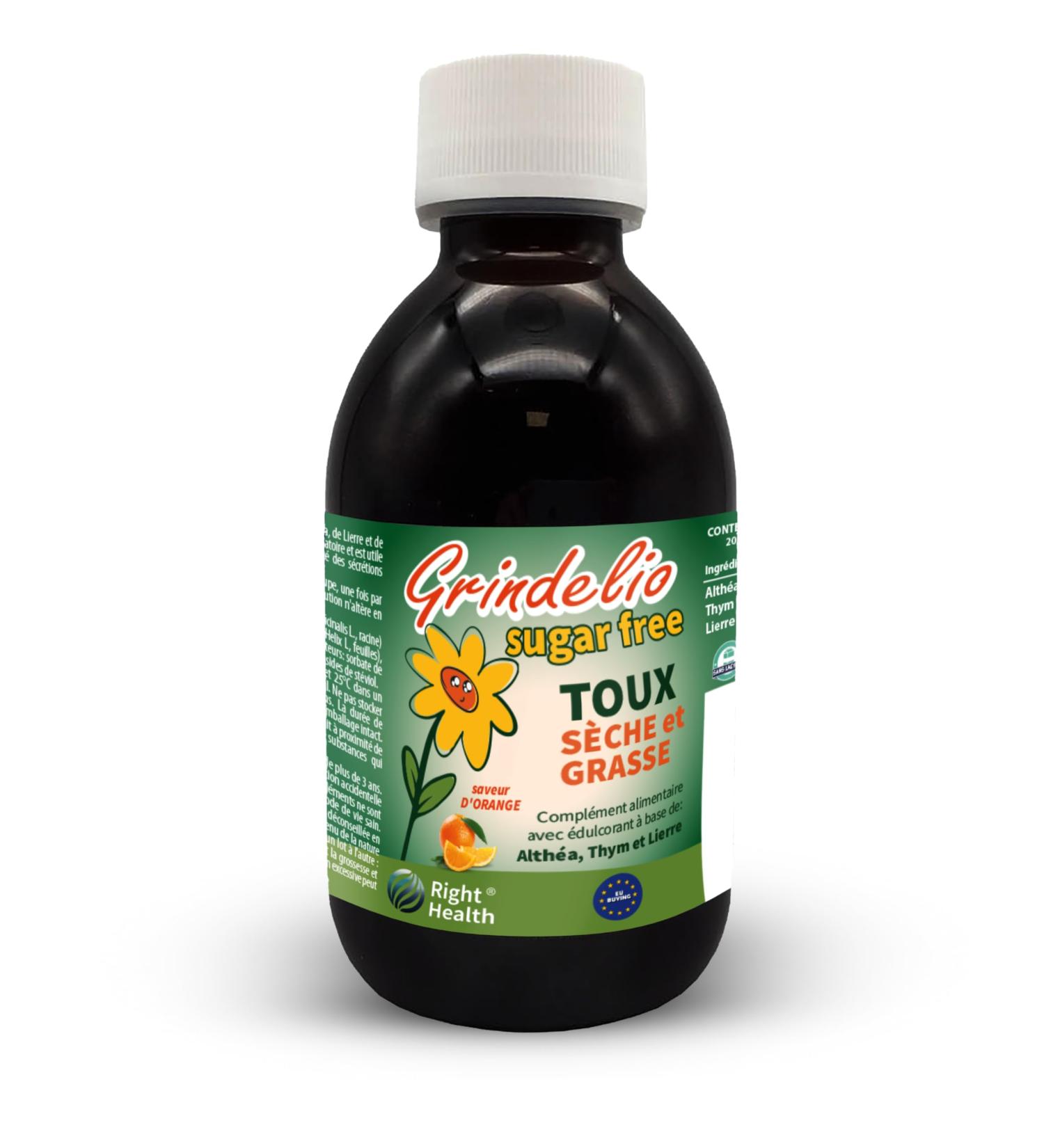 GRINDELIO SUGAR FREE: Dry and oily cough against cough spasms and mucolytic. With marshmallow ivy and thyme. Natural solution 200 ml suitable for diabetics gluten-free and lactose-free. - Buy Online on GoSupps.com