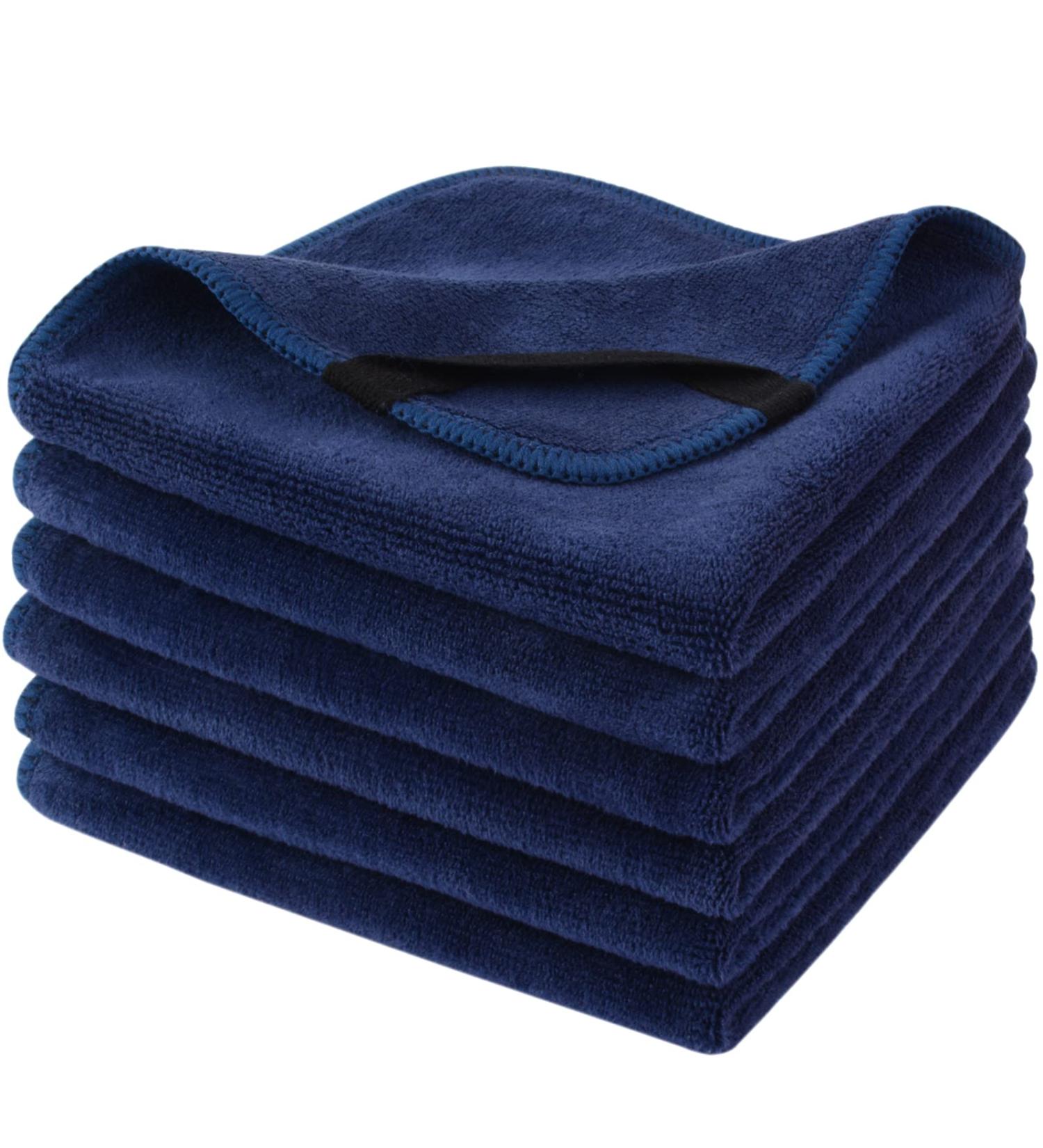 Fast-Drying Microfiber Facial Cloths - 6-Pack Navy Blue Makeup Remover & Washcloths (12x12 inches) - Buy Online on GoSupps.com