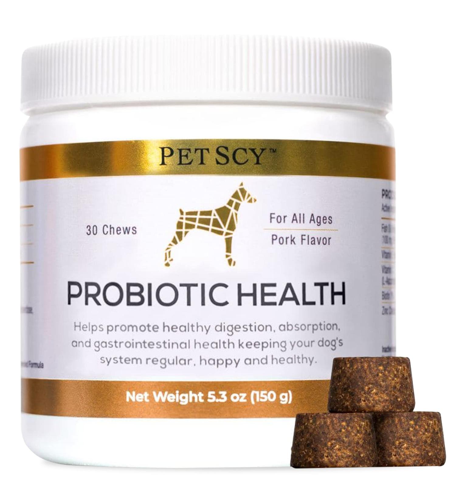 PetScy Probiotic Chews for Dogs | Prebiotic Fiber & Omega-3 | Improves Skin, Coat & Gut Health | 30 Chews - Buy Online on GoSupps.com