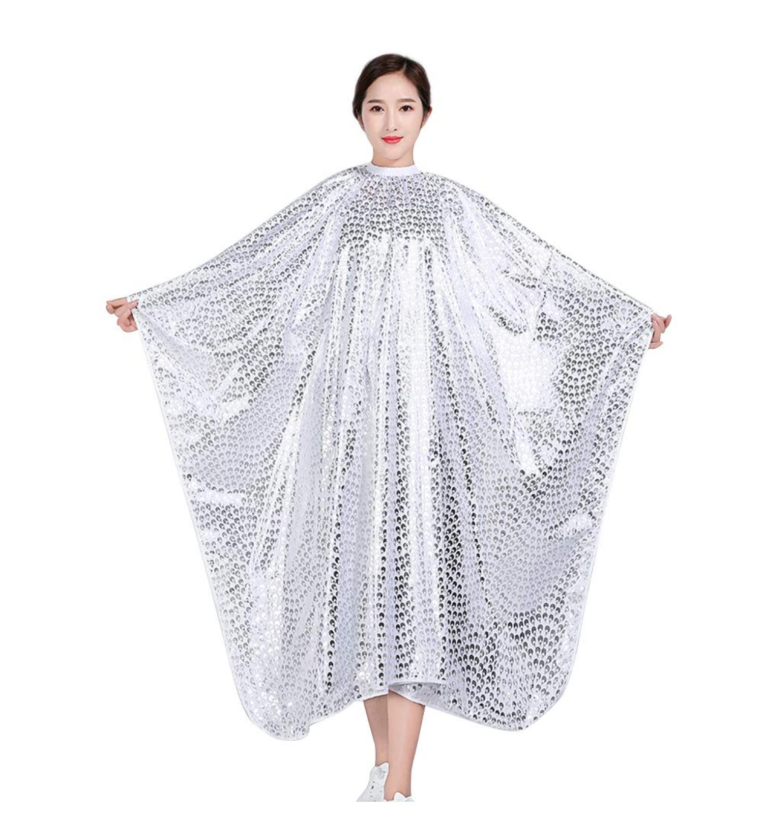 Echaprey Professional Salon Hair Styling Cape - Peacock Pattern Silver Barber Gown for Hair Cutting & Coloring - Buy Online on GoSupps.com