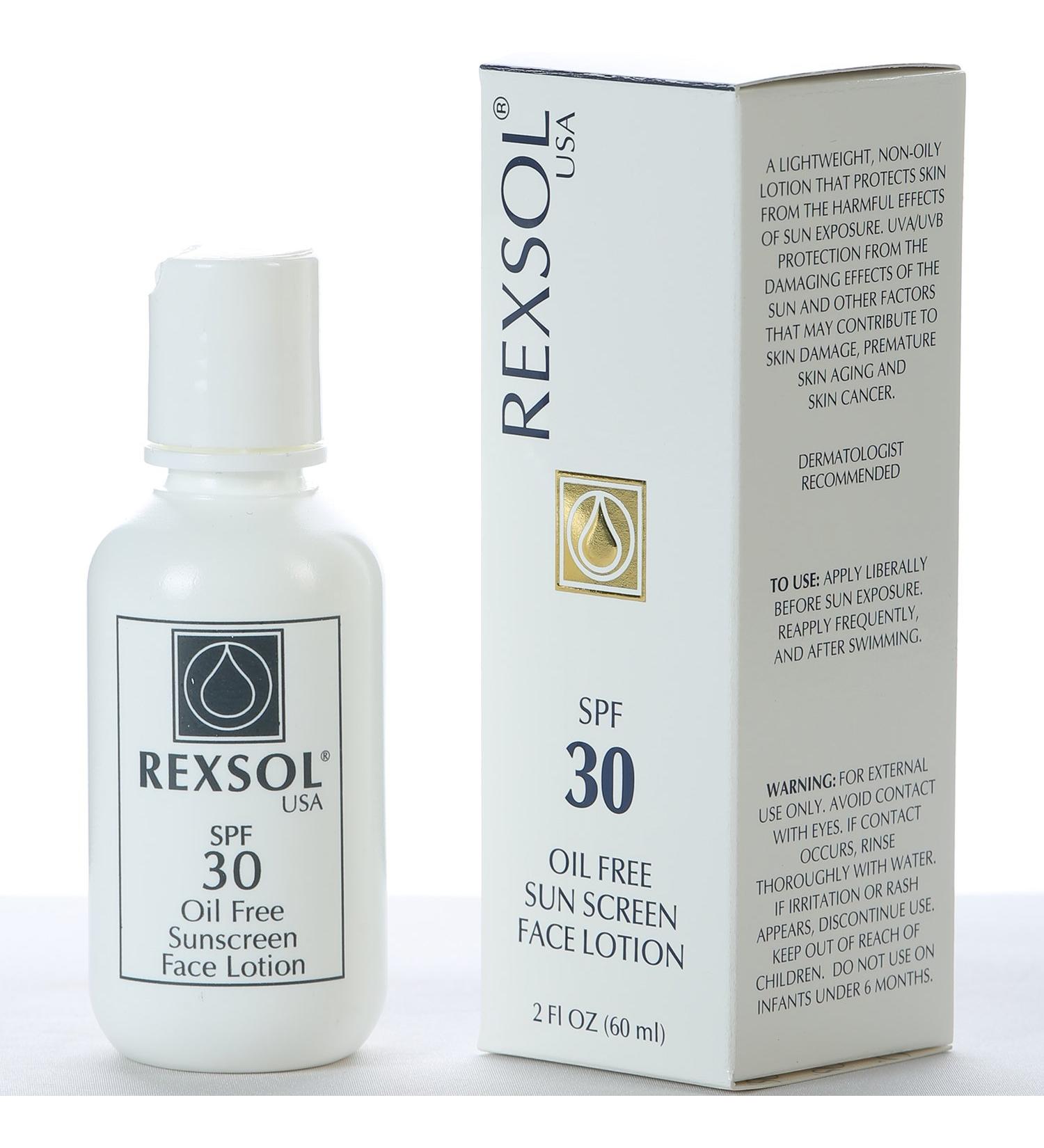 REXSOL SPF 30 Oil-Free Sunscreen Face Lotion - Broad Spectrum UVA/UVB Protection with Vitamins C E & A | 60 ml - Ideal for All Skin Types - Buy Online on GoSupps.com
