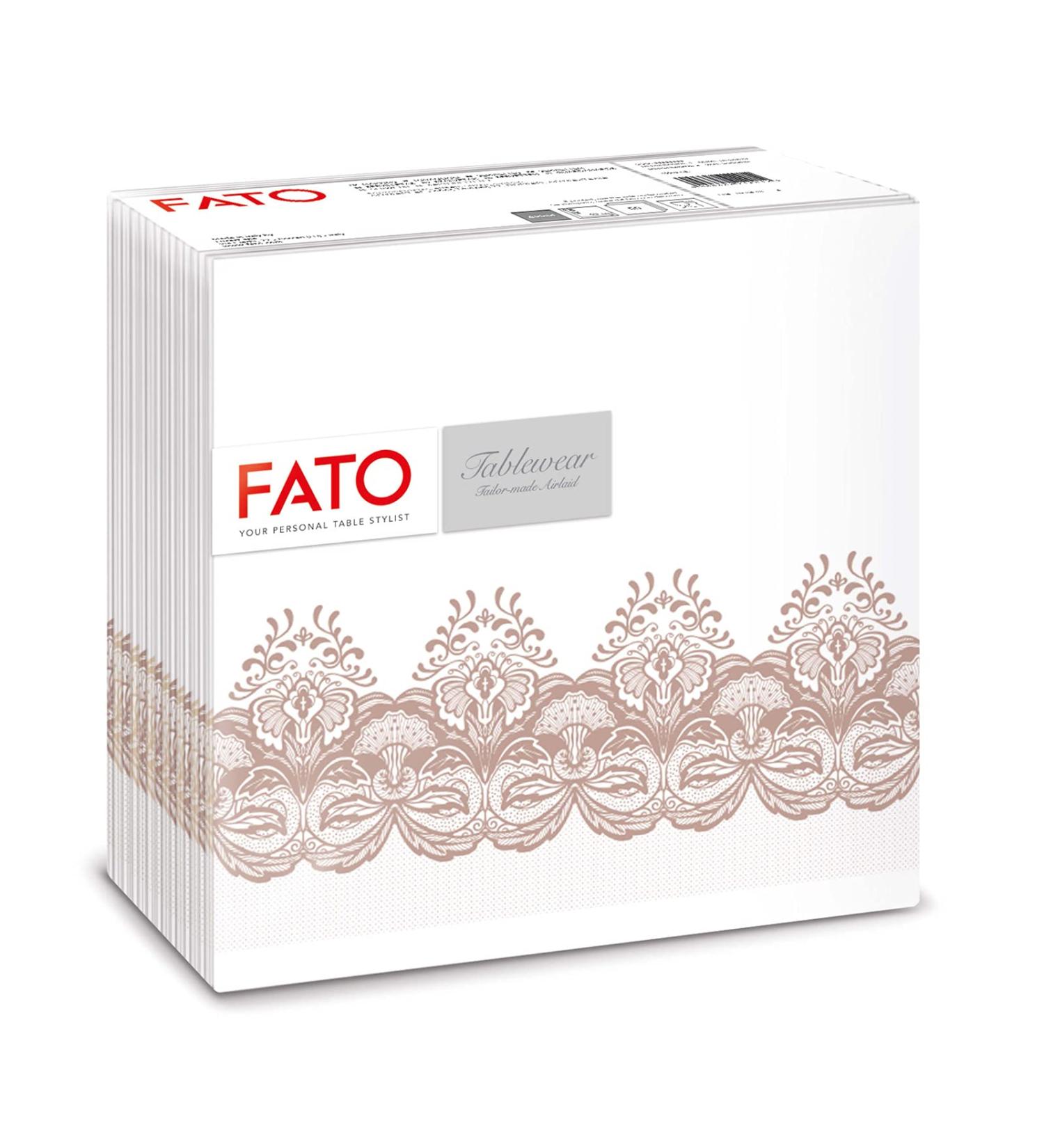 FATO Dry Paper Napkins - Airlaid Textile Effect 50 Pack 40x40 cm 4-Folded Bombay Cappuccino Pattern - Perfect for Dining & Events - Buy Online on GoSupps.com