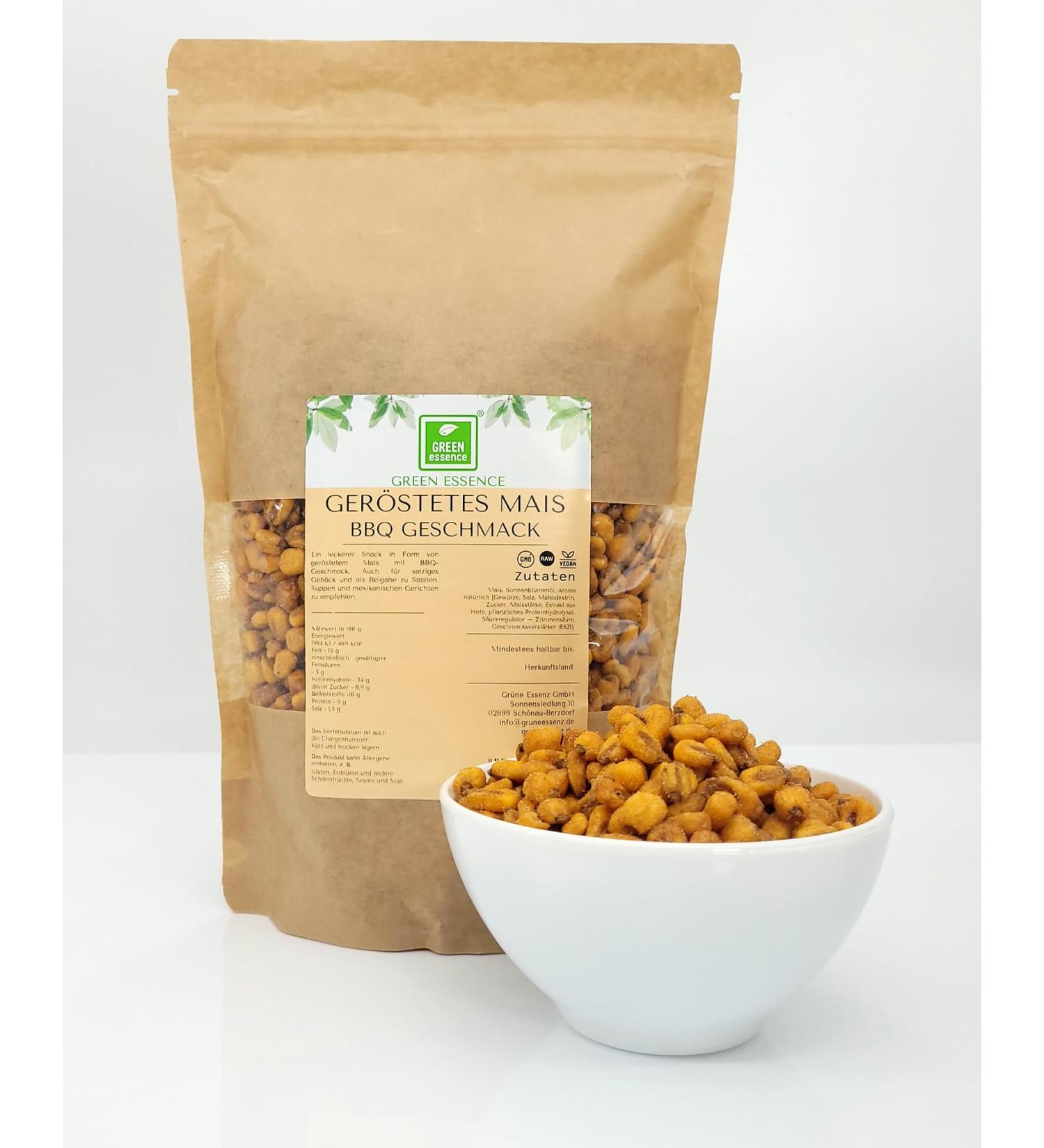 Roasted Corn 1 kg - Vegan & Lactose-Free BBQ Snack by Green Essence - Perfect Vegetarian Party Treat - Buy Online on GoSupps.com