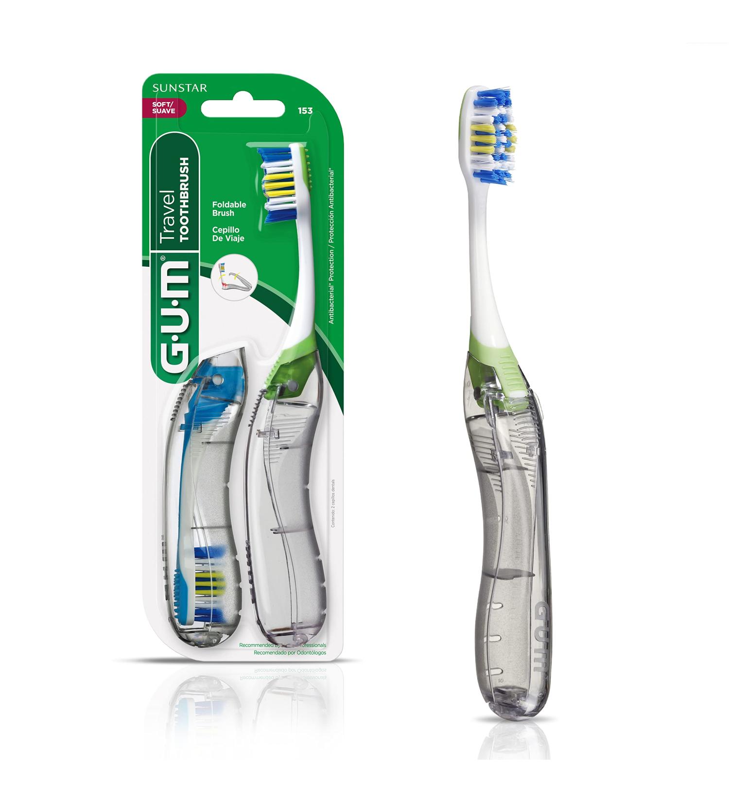 GUM Travel Toothbrush with Folding Handle, Soft Bristles - 2 Count (Pack of 1) - Buy Online on GoSupps.com