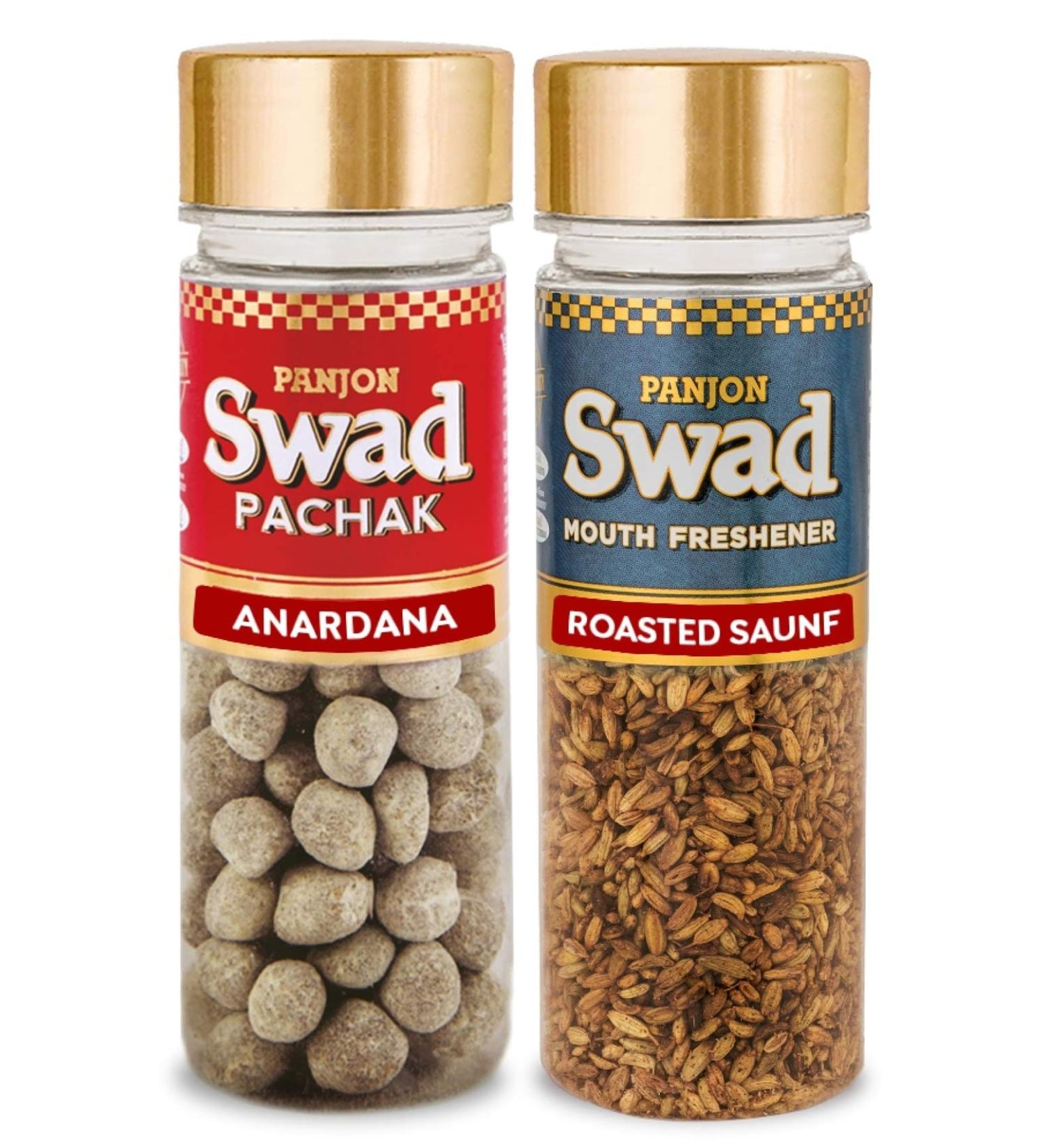 Panjon Swad Anardana & Roasted Saunf Pachak (Mukhwas Mouth Fresheners) 2 Bottles 190g - Buy Online on GoSupps.com