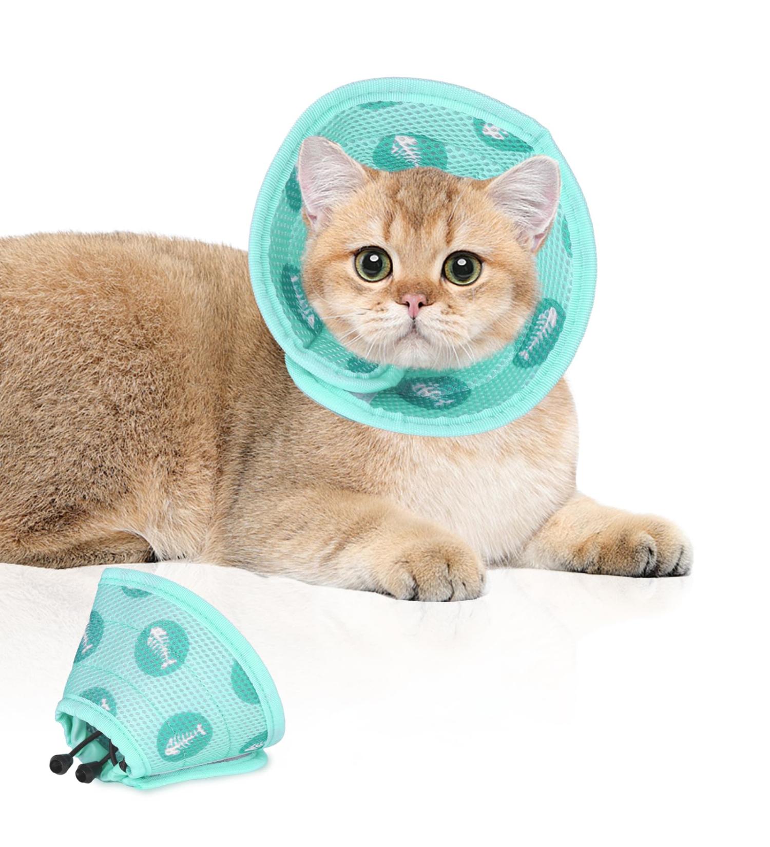 Green Cat Cone Collar Soft Adjustable Cat Recovery Collar Protective Soft Cat Cone After Surgery and Injuries Prevent from Biting and Licking for Puppies Small Dogs and Cats (S) - Buy Online on GoSupps.com