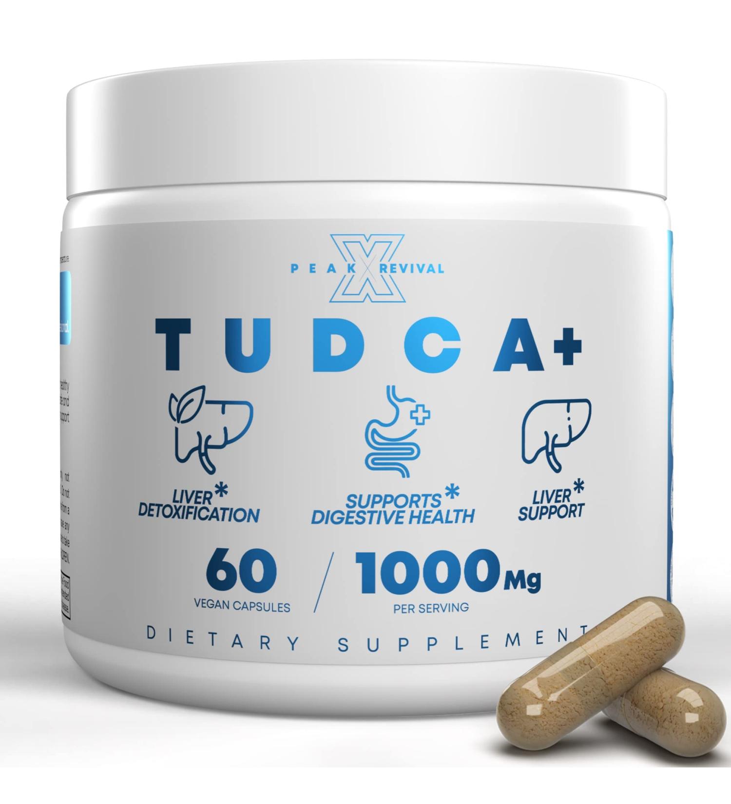 Peak Revival-X TUDCA+ 1000mg Bile Salt Supplement - Liver Support & Detox - Digestive Health - Inflammation & Skin Health - 60 Vegan Capsules - Third-Party Tested - Made in The USA - Buy Online on GoSupps.com
