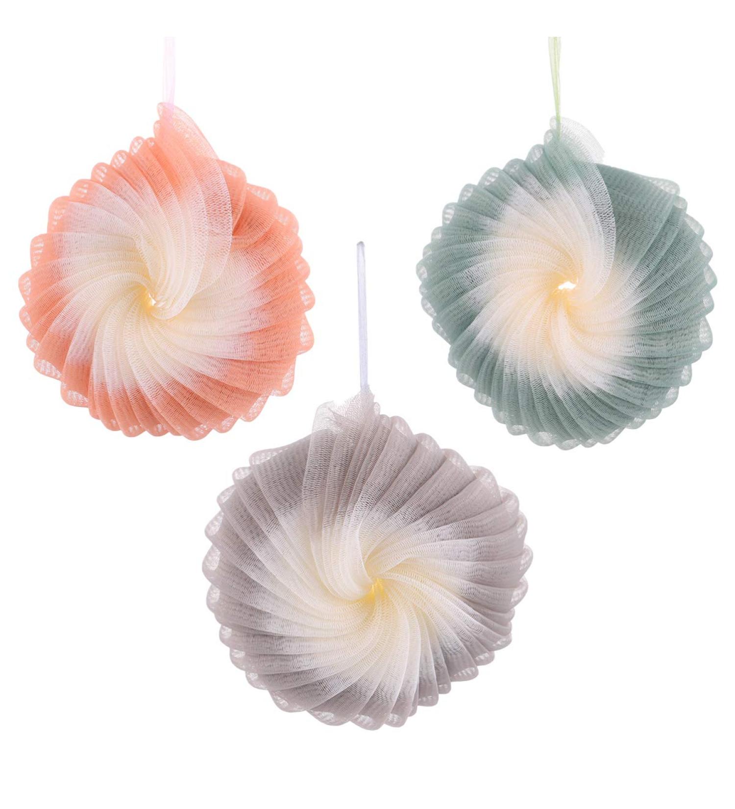 Shop 3 Pcs Two-Ball Loofah Sponge Set - Premium Bath Scrubber & Mesh Bath Ball for Spa-like Shower Experience | International Shipping Available - Buy Online on GoSupps.com