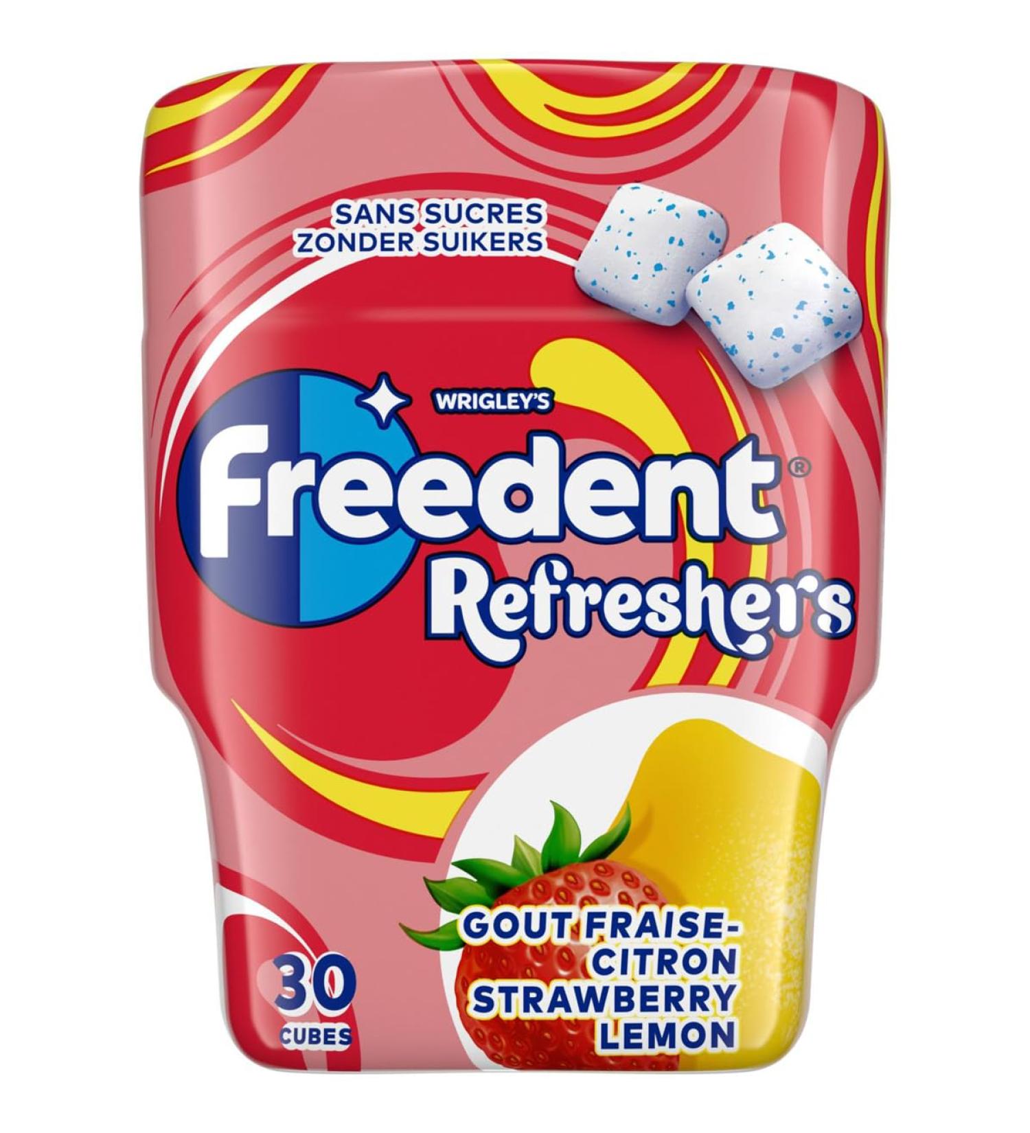 FREEDENT Refreshers - Strawberry Lemon Flavor Chewing Gum - Box of 30 Sugars - 67 g - Buy Online on GoSupps.com