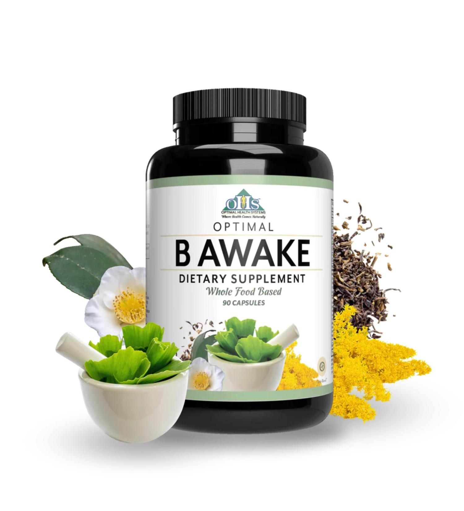 Optimal Health Systems B Awake | Super B Vitamin/Energy Blend & Whole Foods + Enzymes & Probiotics for Absorption | 90 Capsules - Buy Online on GoSupps.com