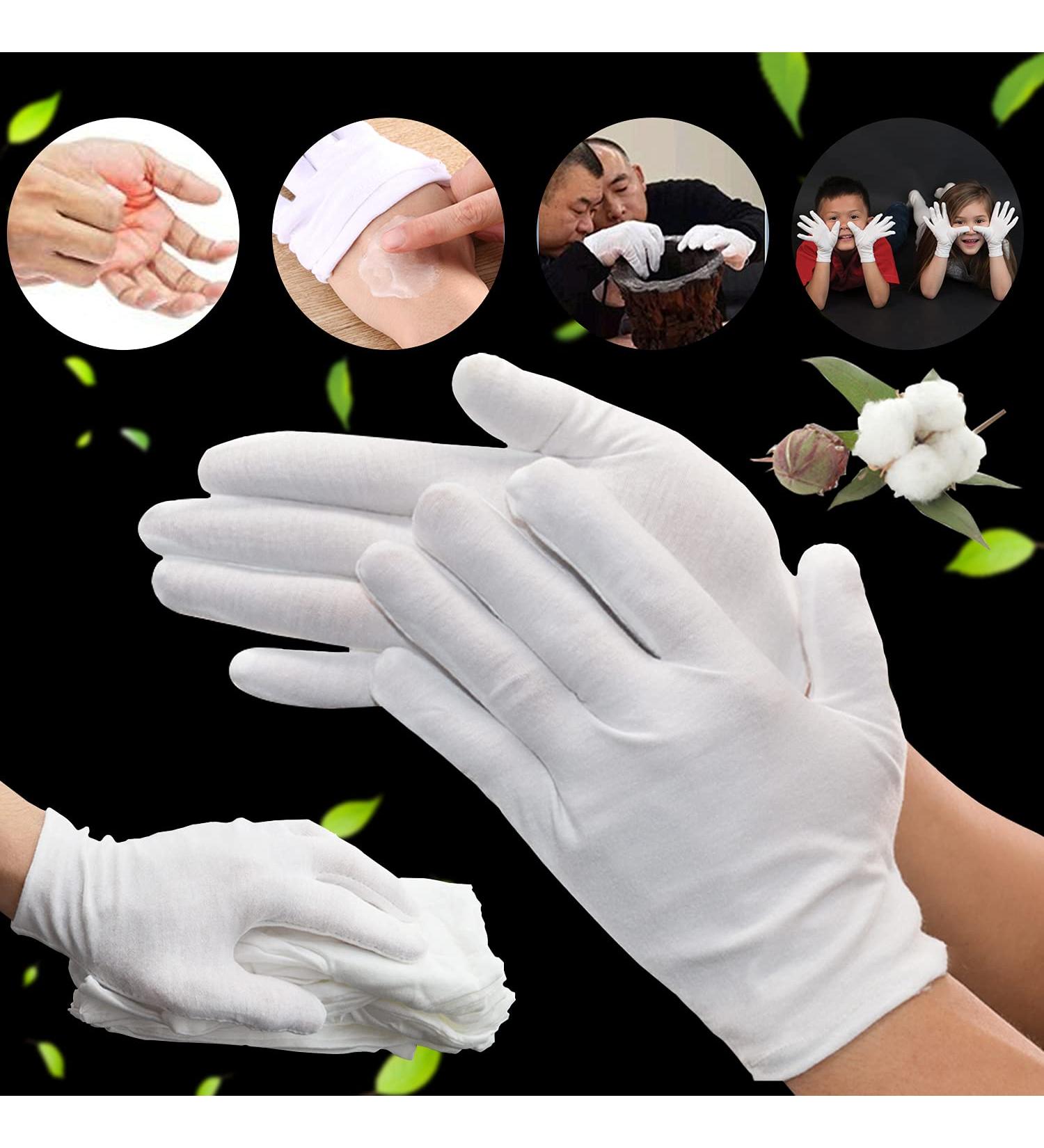 24 Pcs White Cotton Moisturizing Gloves for Dry Hands & Eczema - X-Small Size for Kids and Women | Ideal for Overnight Use, Cosmetic Care, and Silver Jewelry Inspection - Buy Online on GoSupps.com