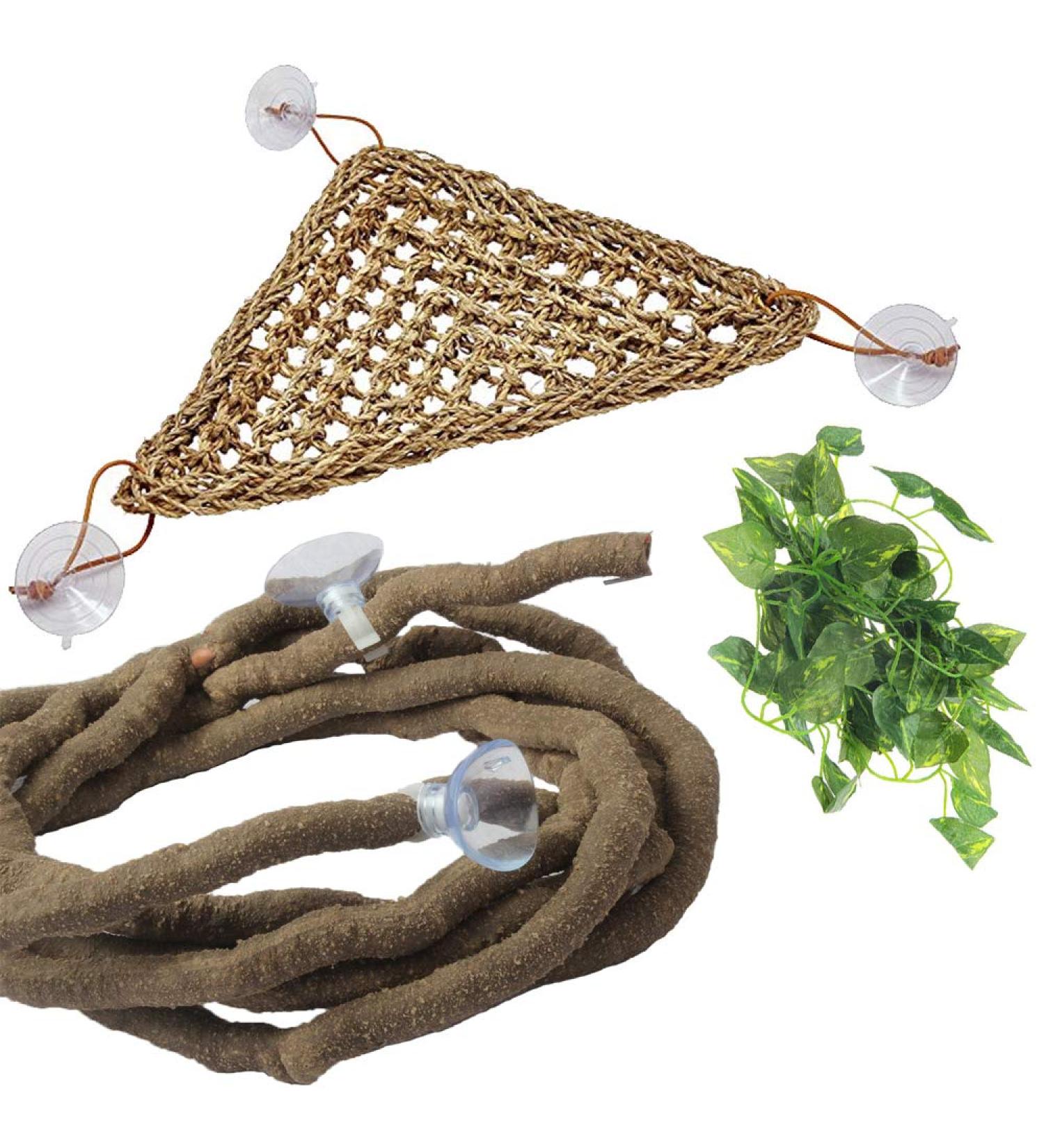 PINVNBY Reptile Hammock & Climbing Vines - Flexible Jungle Decor for Bearded Dragons, Chameleons, Lizards & Snakes - Buy Online on GoSupps.com