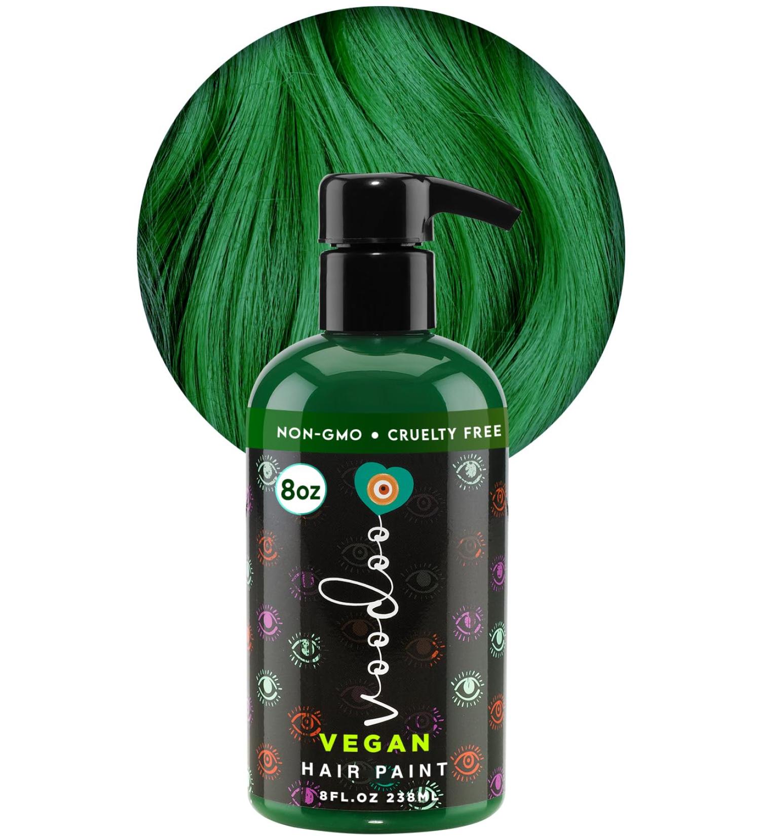 VOODOO Green Hair Paint 8 Oz | Vegan & Cruelty-Free Temporary Hair Color | Non-Drippy Creamy Formula | Harmonious Vibrant Green | Sulfate Paraben & Ammonia-Free - Buy Online on GoSupps.com